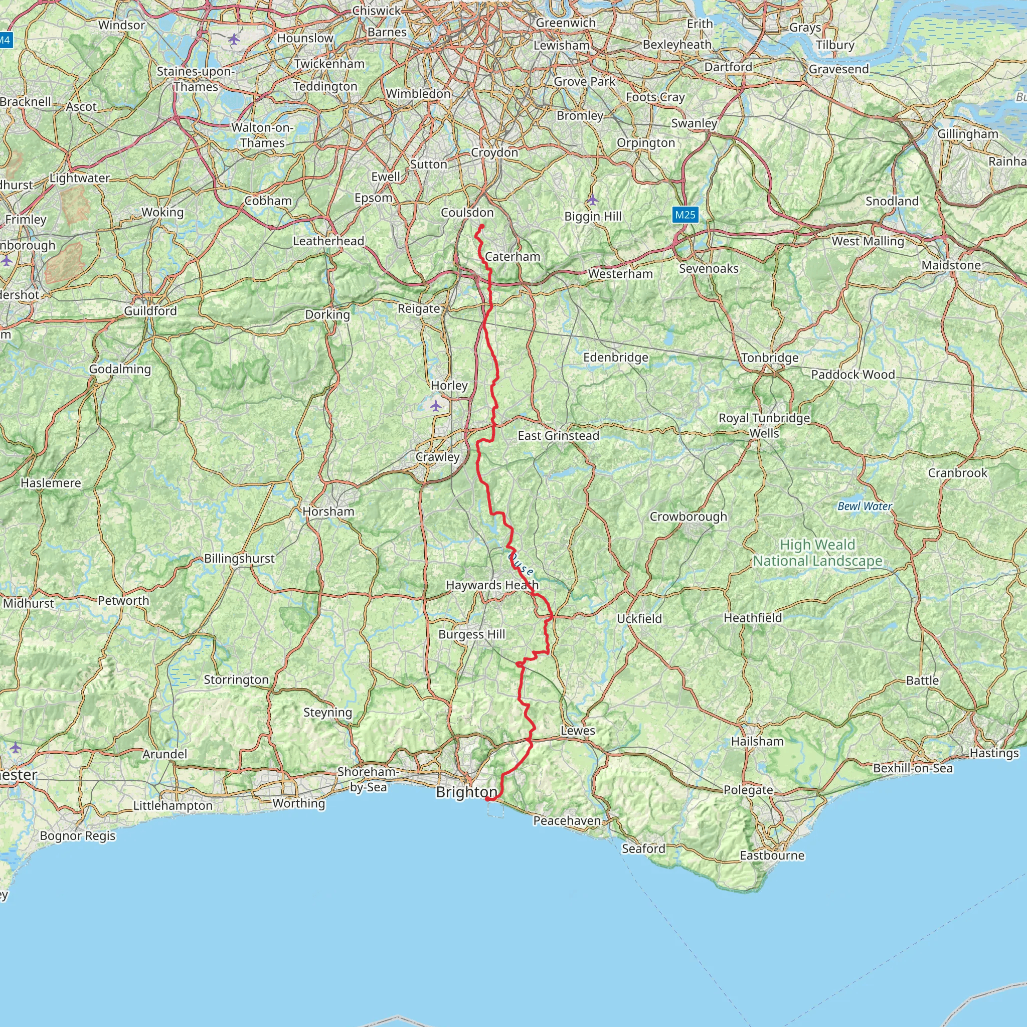 Leatherhead to Brighton Walk mobile static map