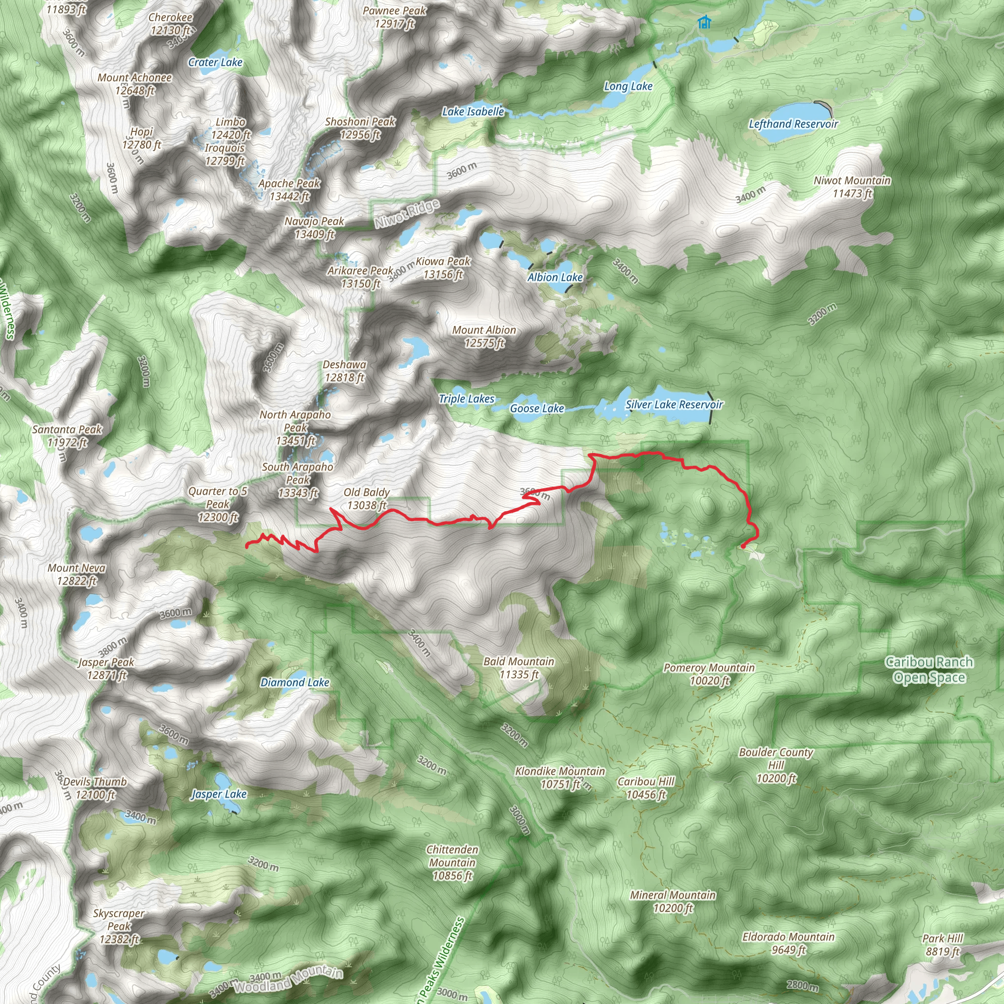 Arapaho Glacier Trail mobile static map