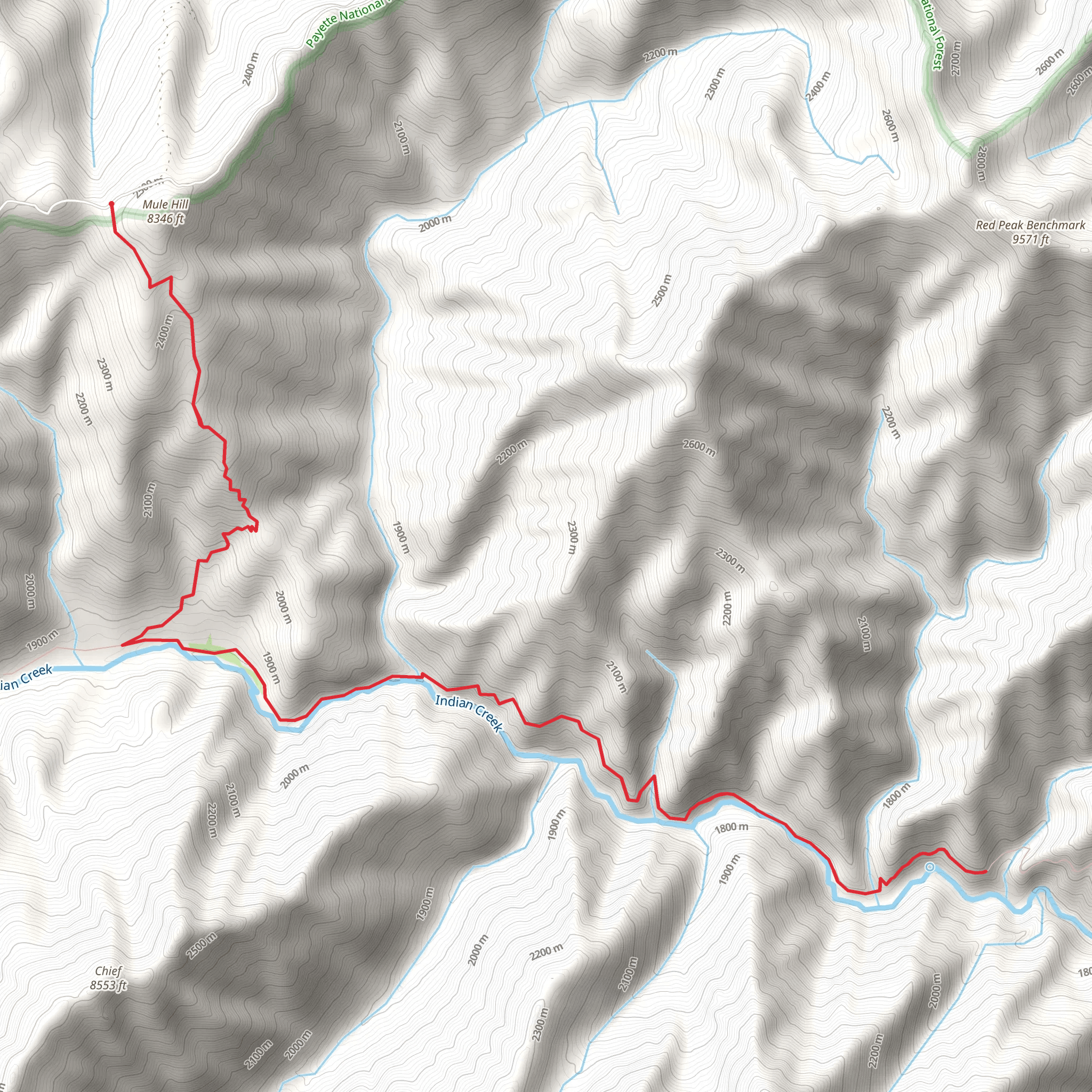 Indian Creek Trail - Mule Hill mobile static map