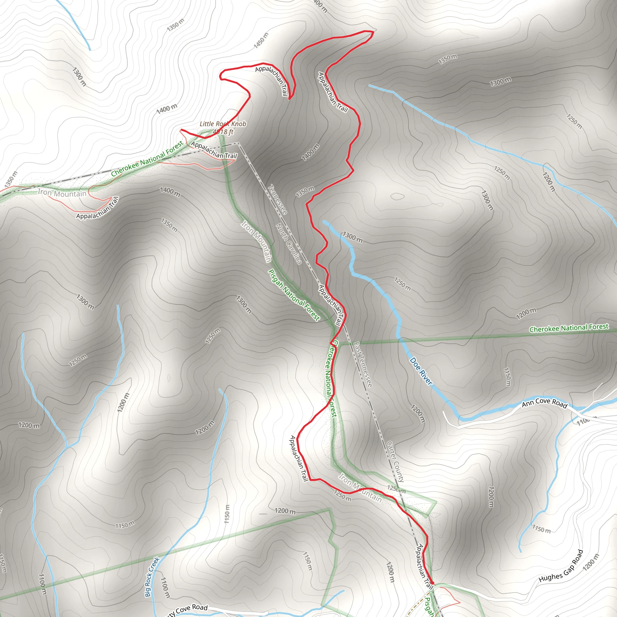Hughes Gap and Little Rock Knob via Appalachian Trail mobile static map