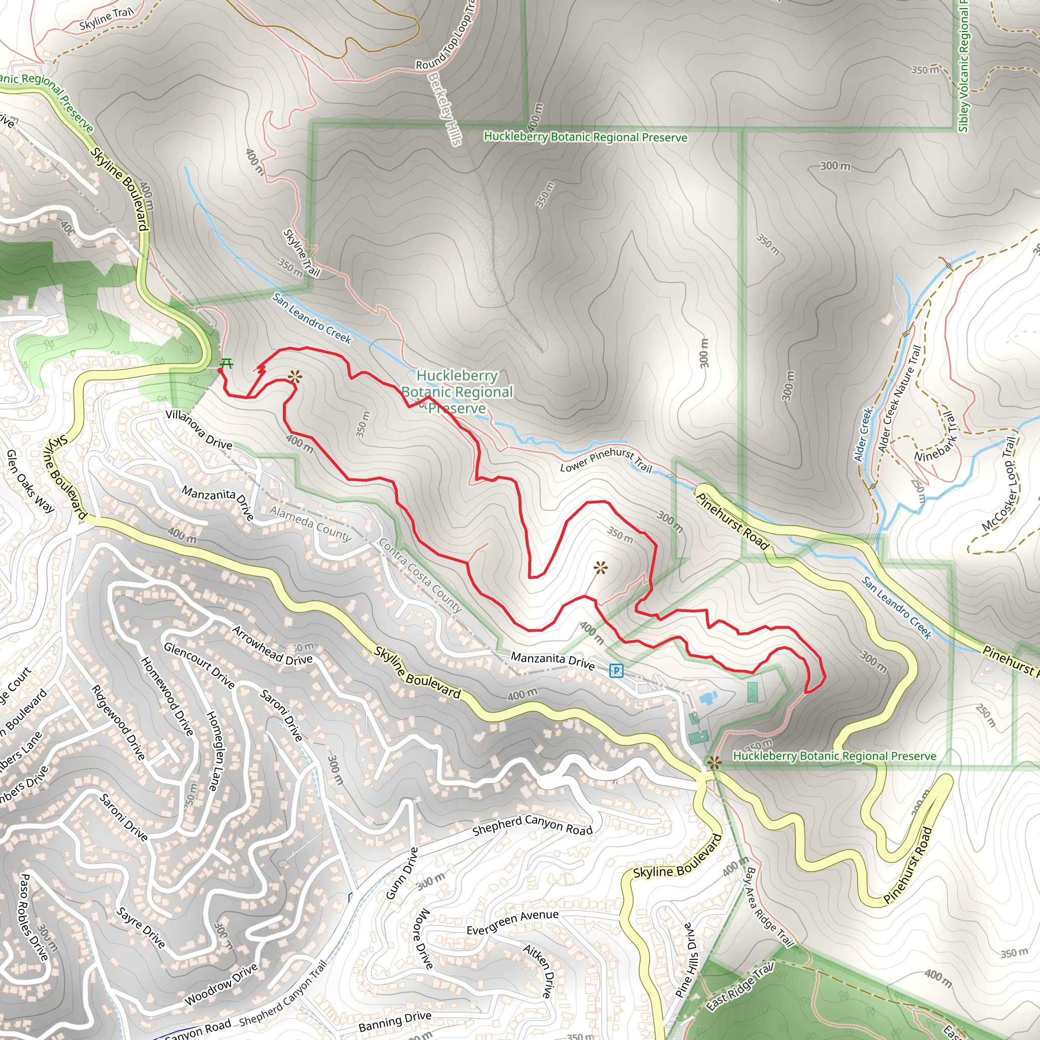 Lower and Upper Huckleberry Loop Trail mobile static map
