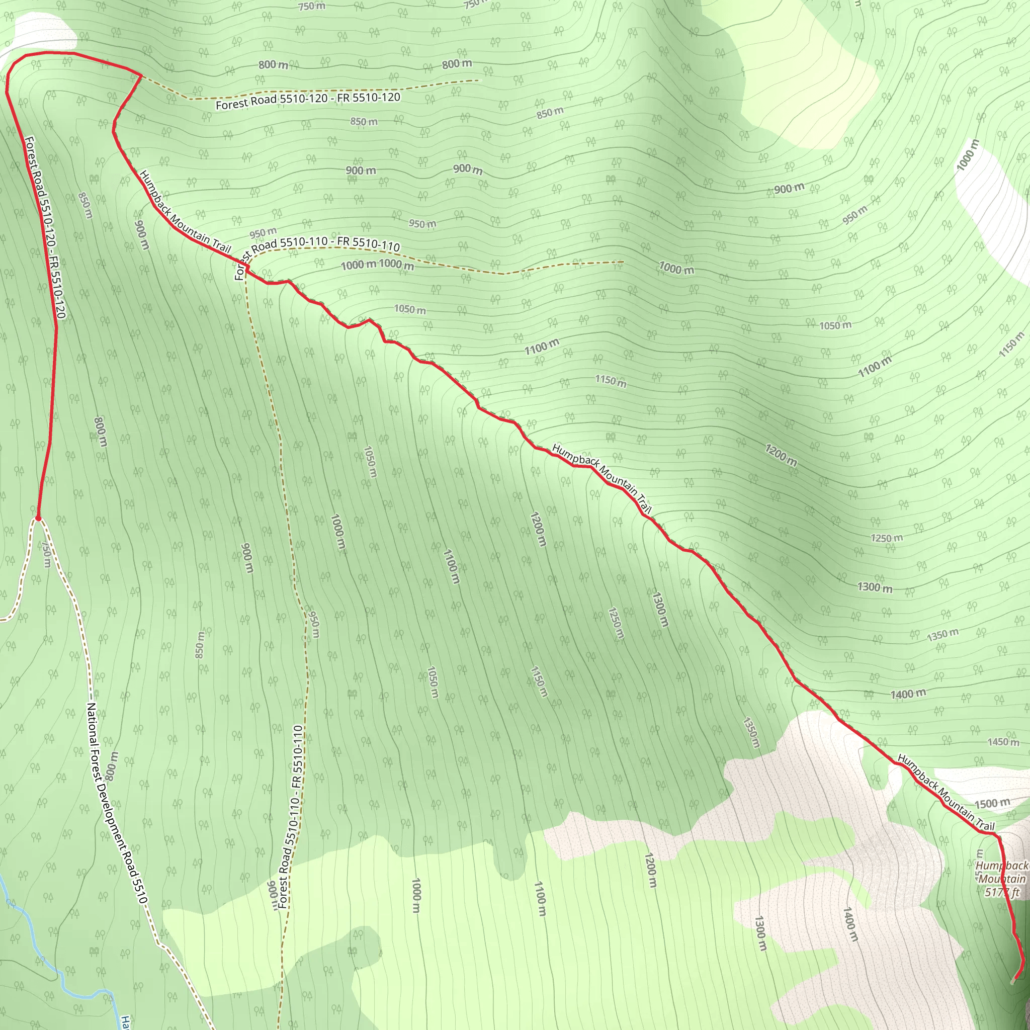 Humpback Mountain mobile static map