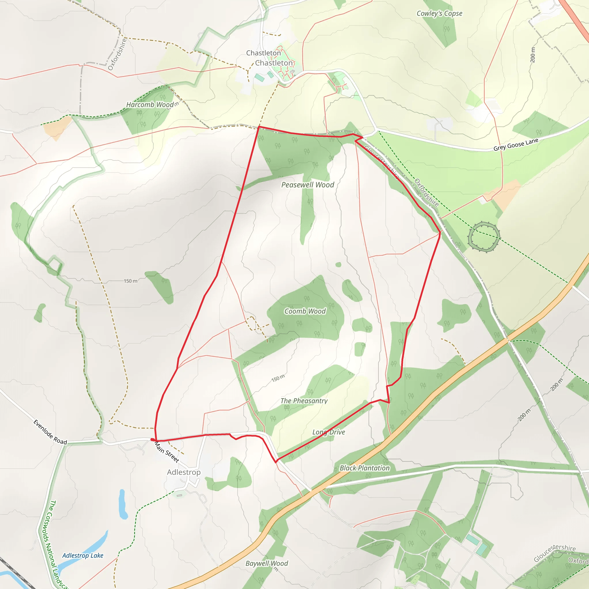 Peasewell Wood and Adlestrop Country Park mobile static map