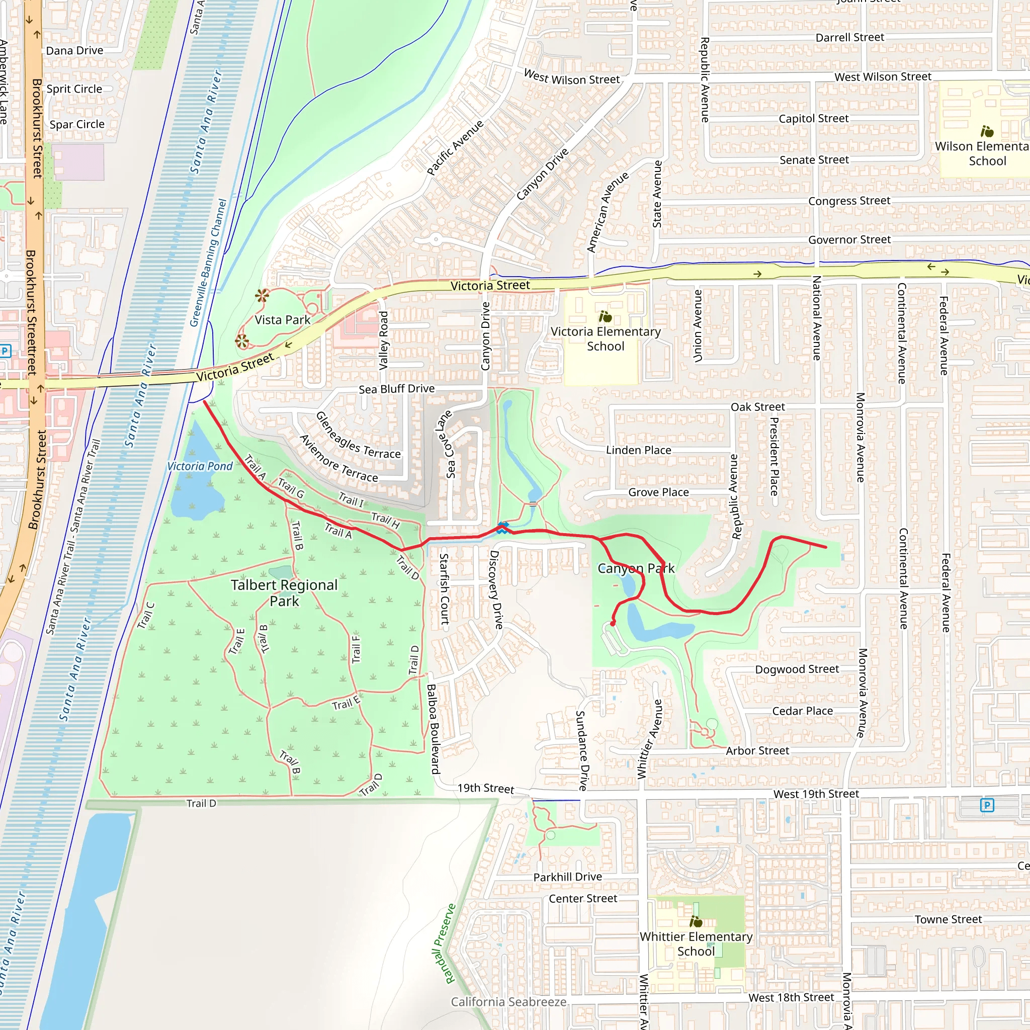 Canyon Park and Victoria Pond Walk mobile static map