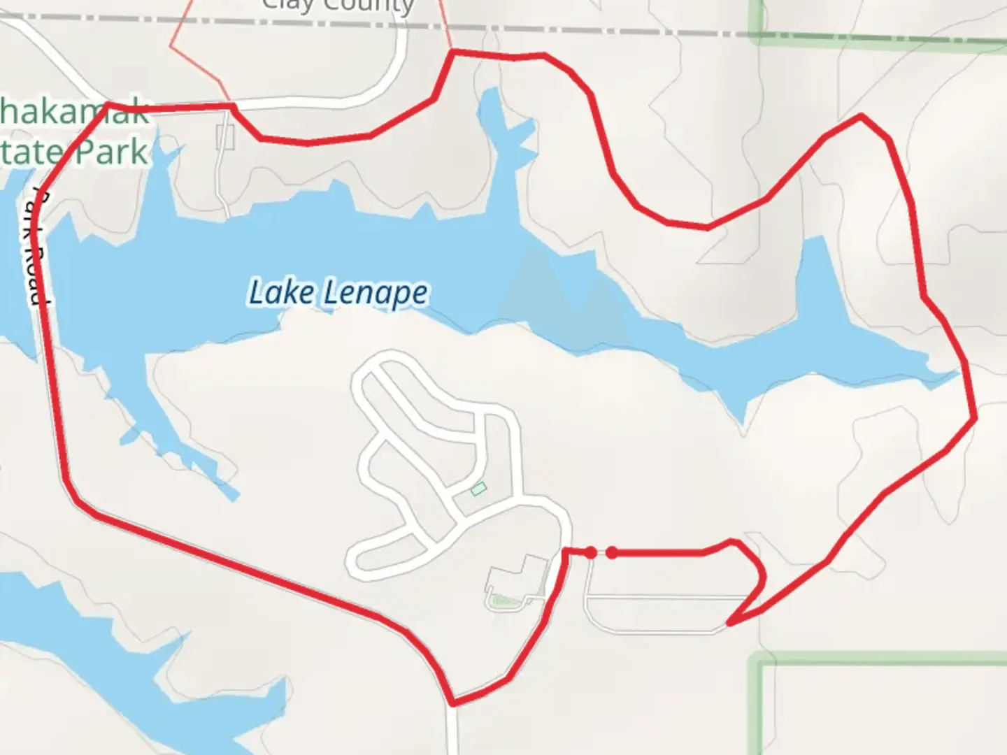 An image depicting the trail Lake Lenape Loop and its surrounding area.