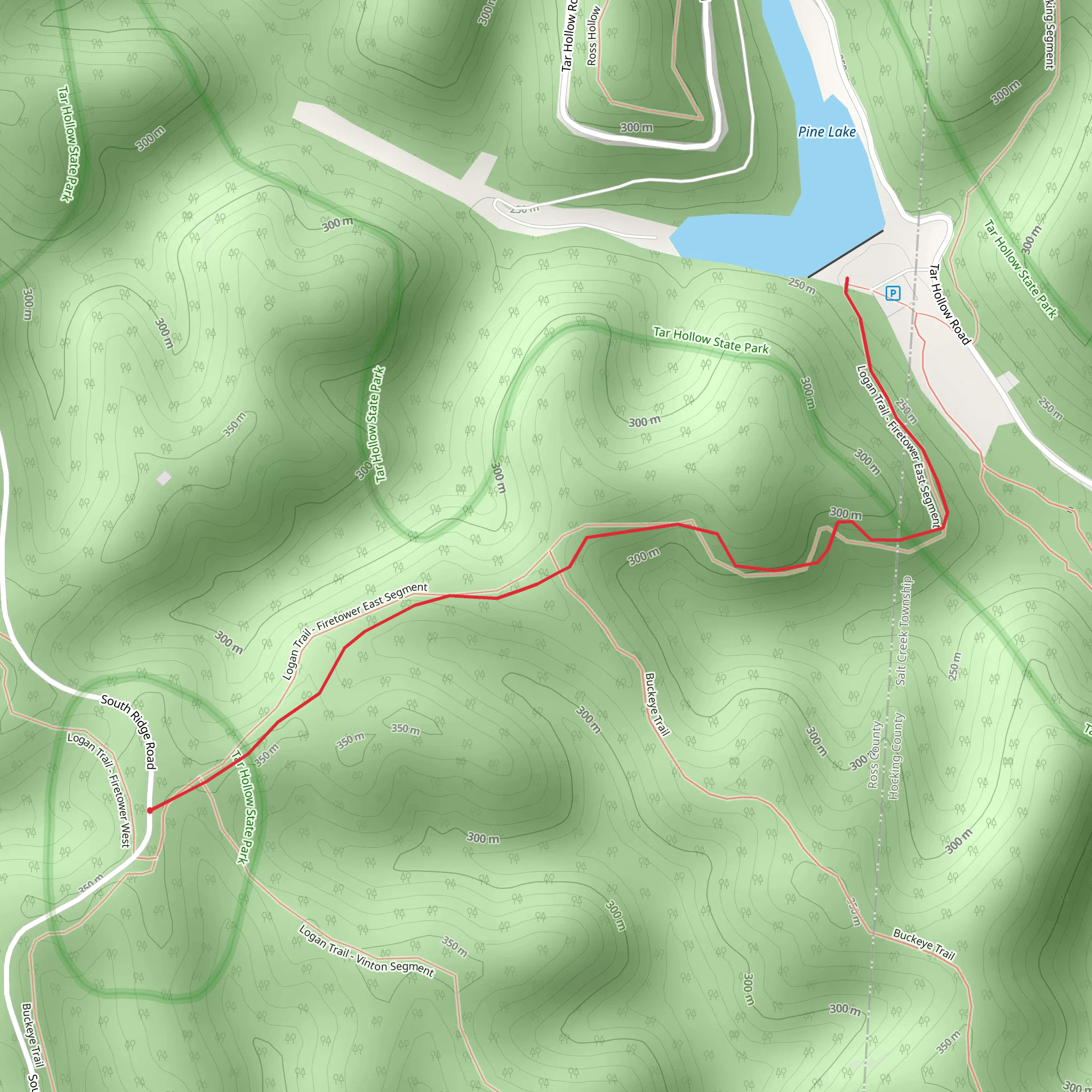 Pine Lake via Logan Trail South Loop mobile static map