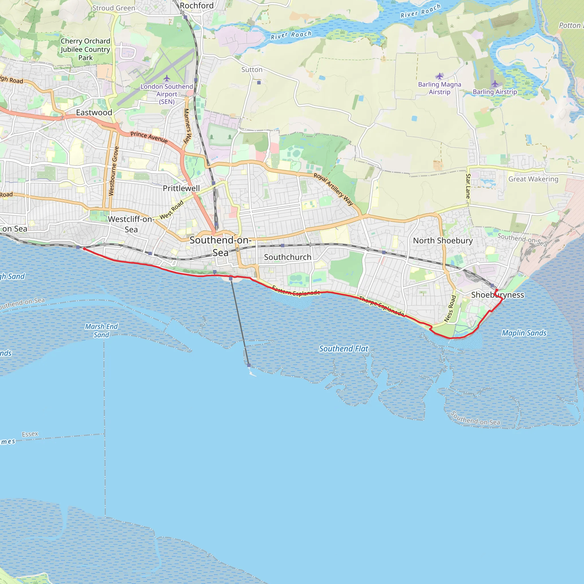 Chalkwell to Shoeburyness Walk mobile static map