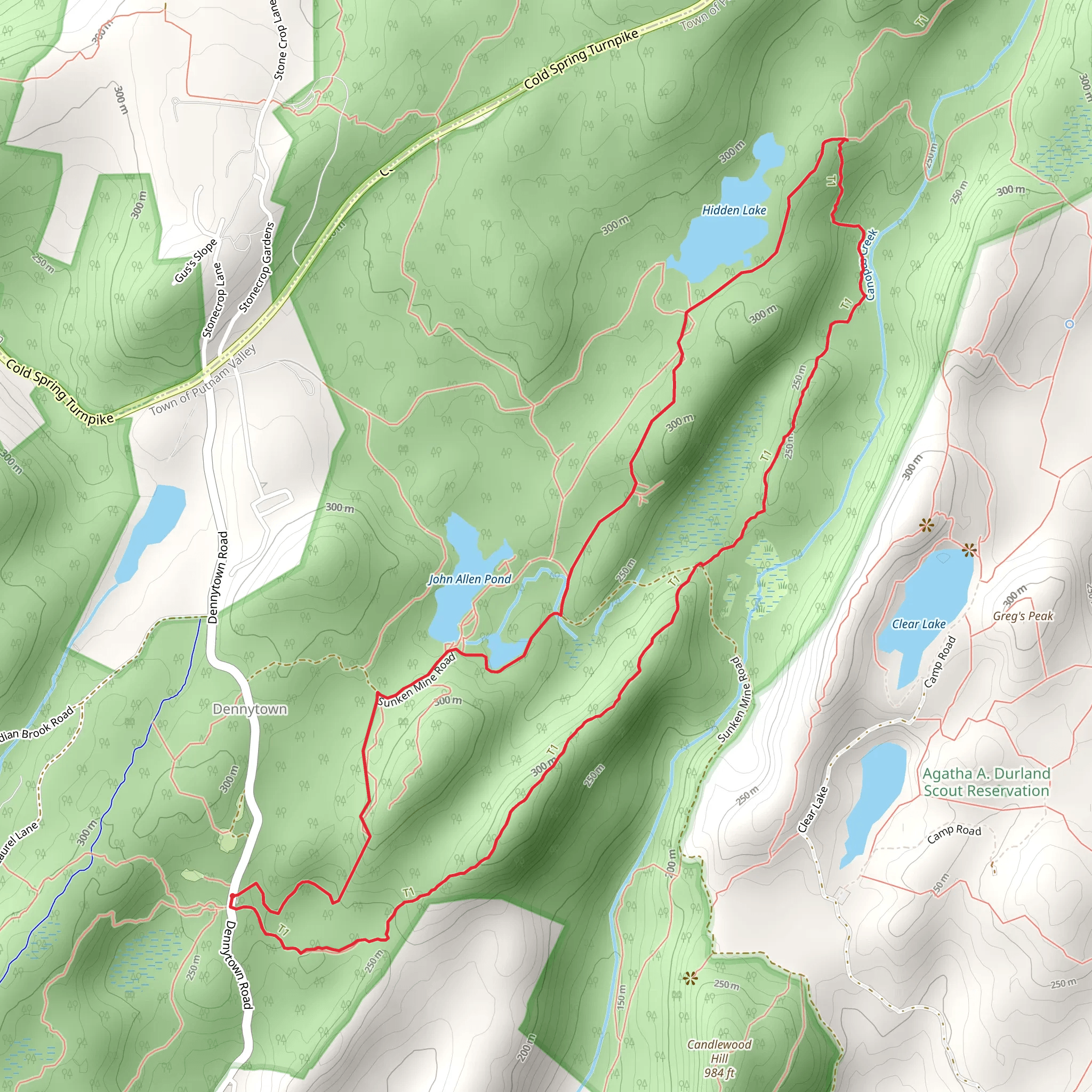 John Allen Pond and Hidden Lake mobile static map