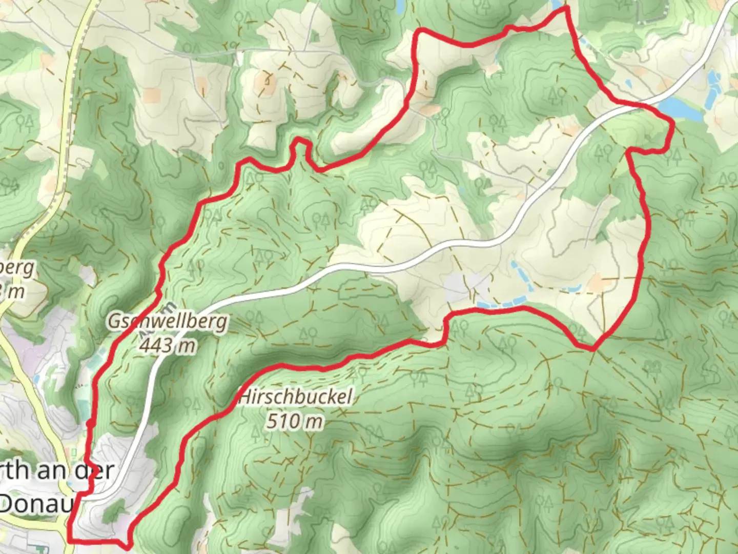 An image depicting the trail Wellerbachstrasse and Perlbach Loop and its surrounding area.