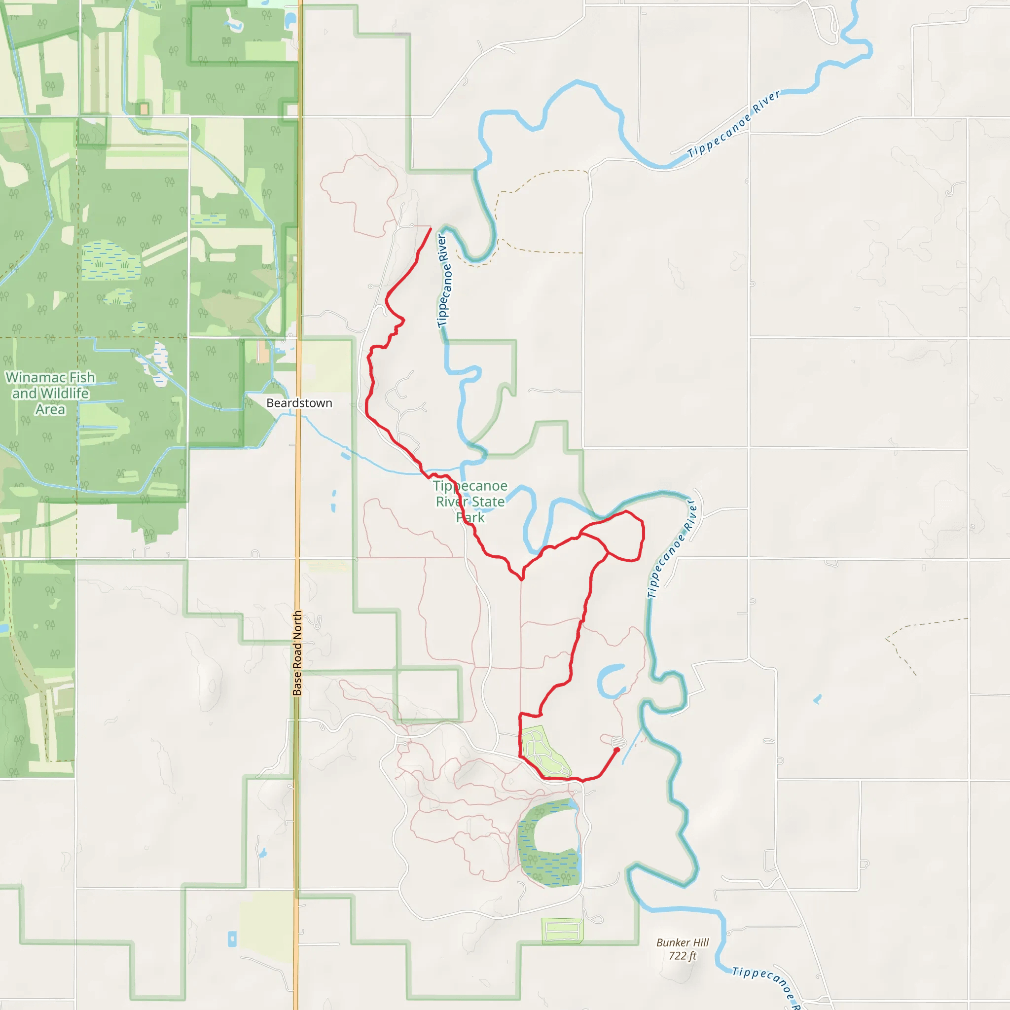 Tippecanoe River via Trail 4 and Trail 5 mobile static map