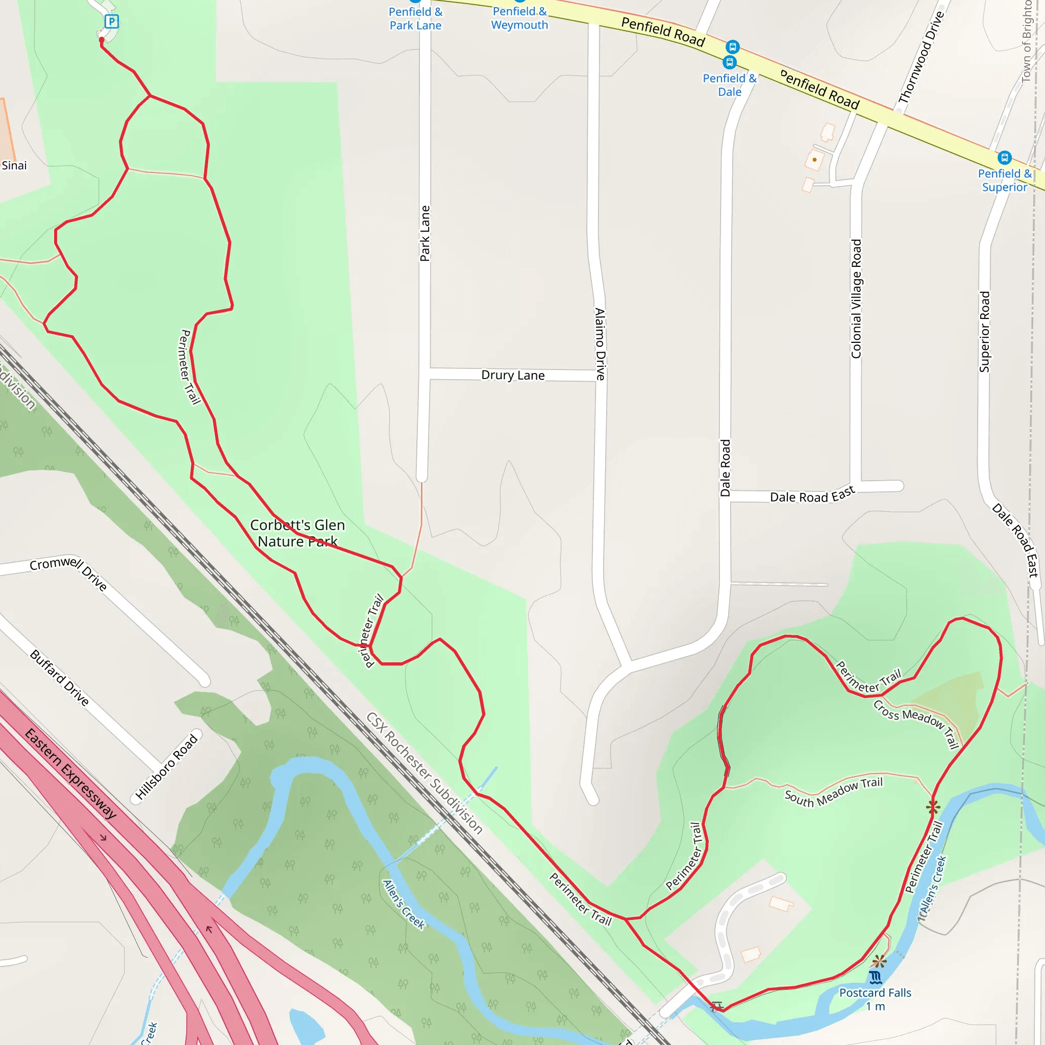 Corbett's Glen Nature Park Loop mobile static map