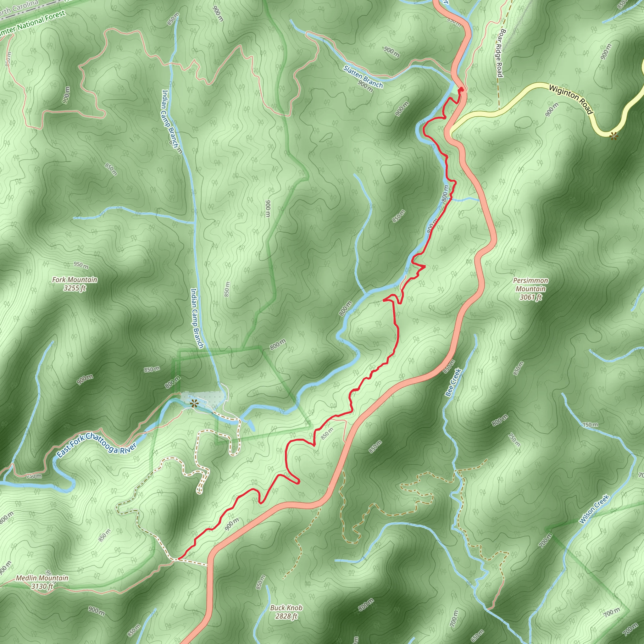 Foothills Trail from Sloan Bridge Picnic Area mobile static map