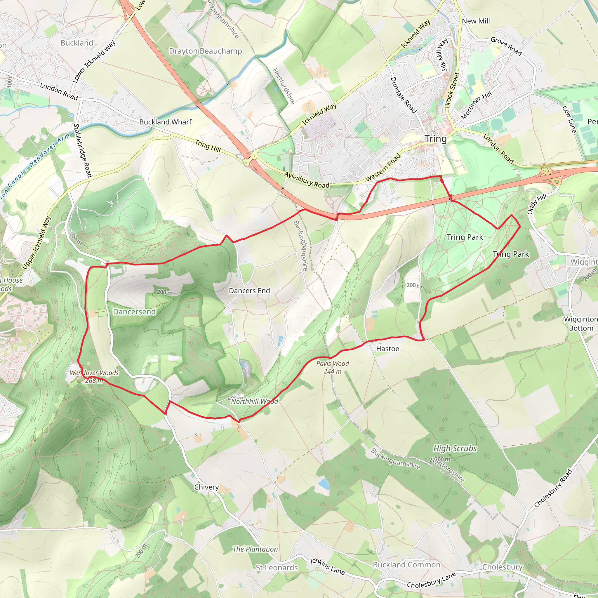 Wendover Woods from Tring mobile static map