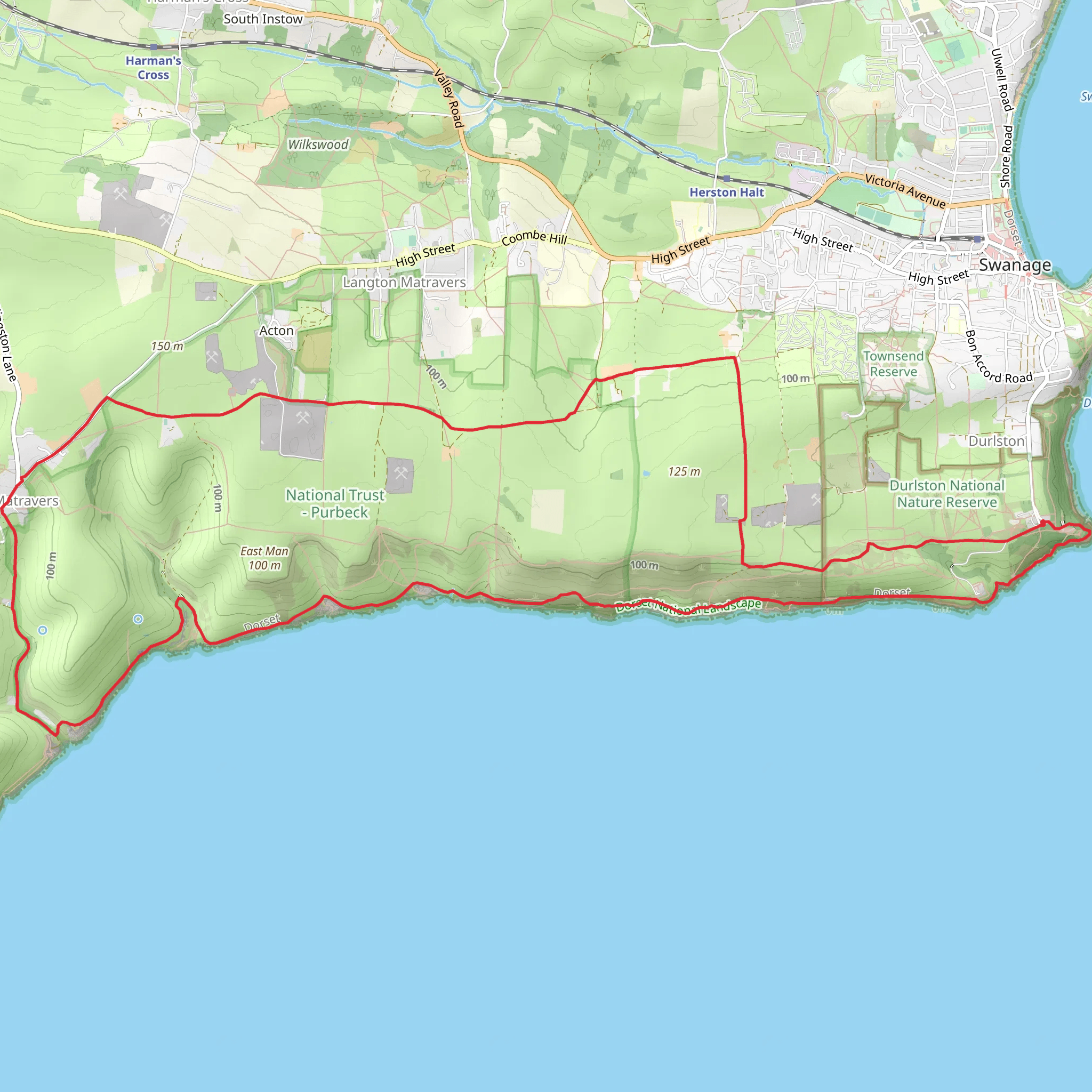 Purbeck Coast from Swanage mobile static map