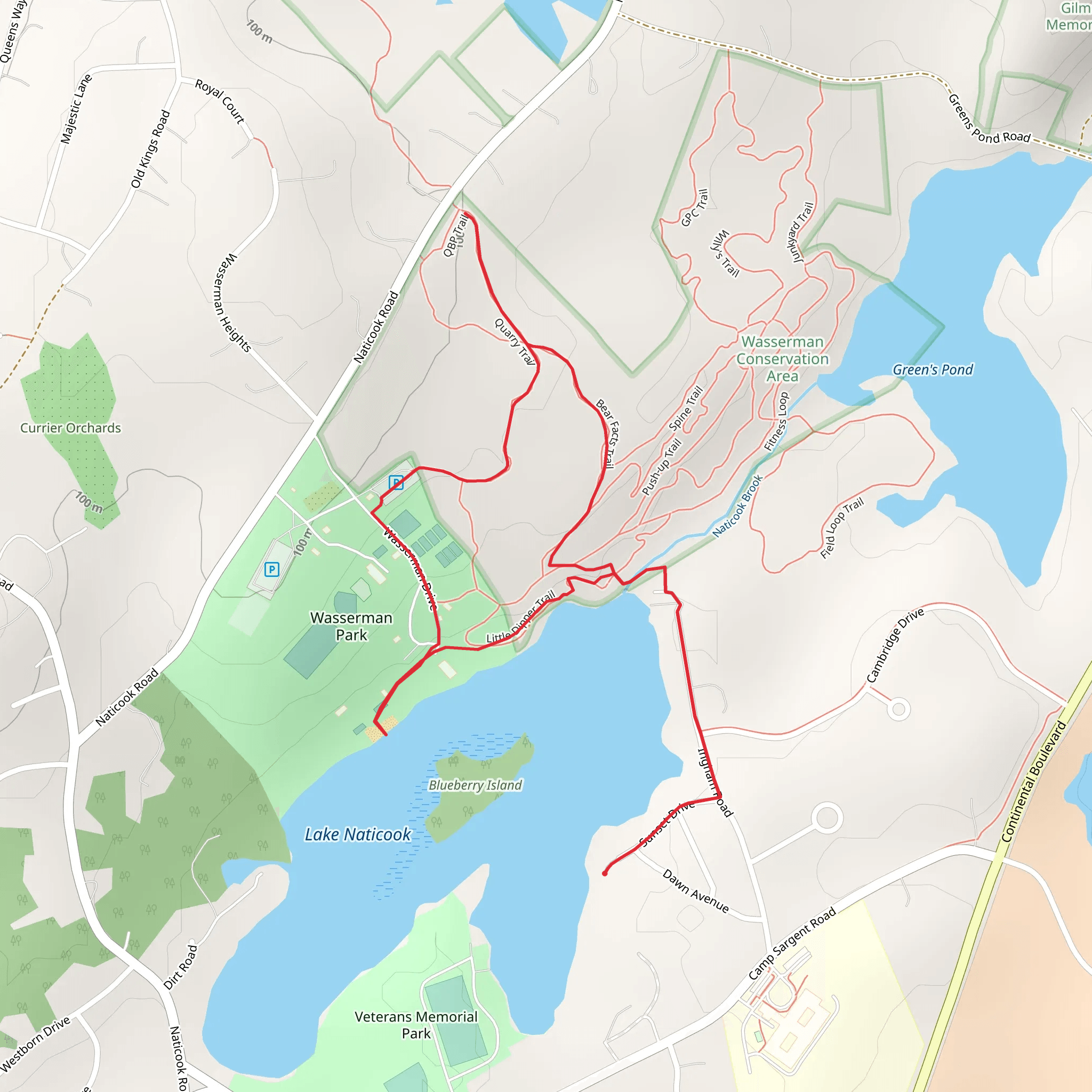 Lake Natocook via Wasserman Park mobile static map