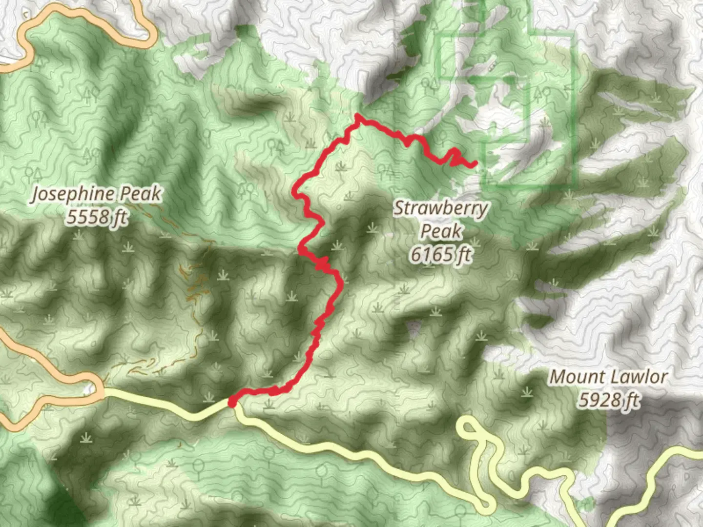 An image depicting the trail Josephine Saddle and Colby Canyon Trail and its surrounding area.