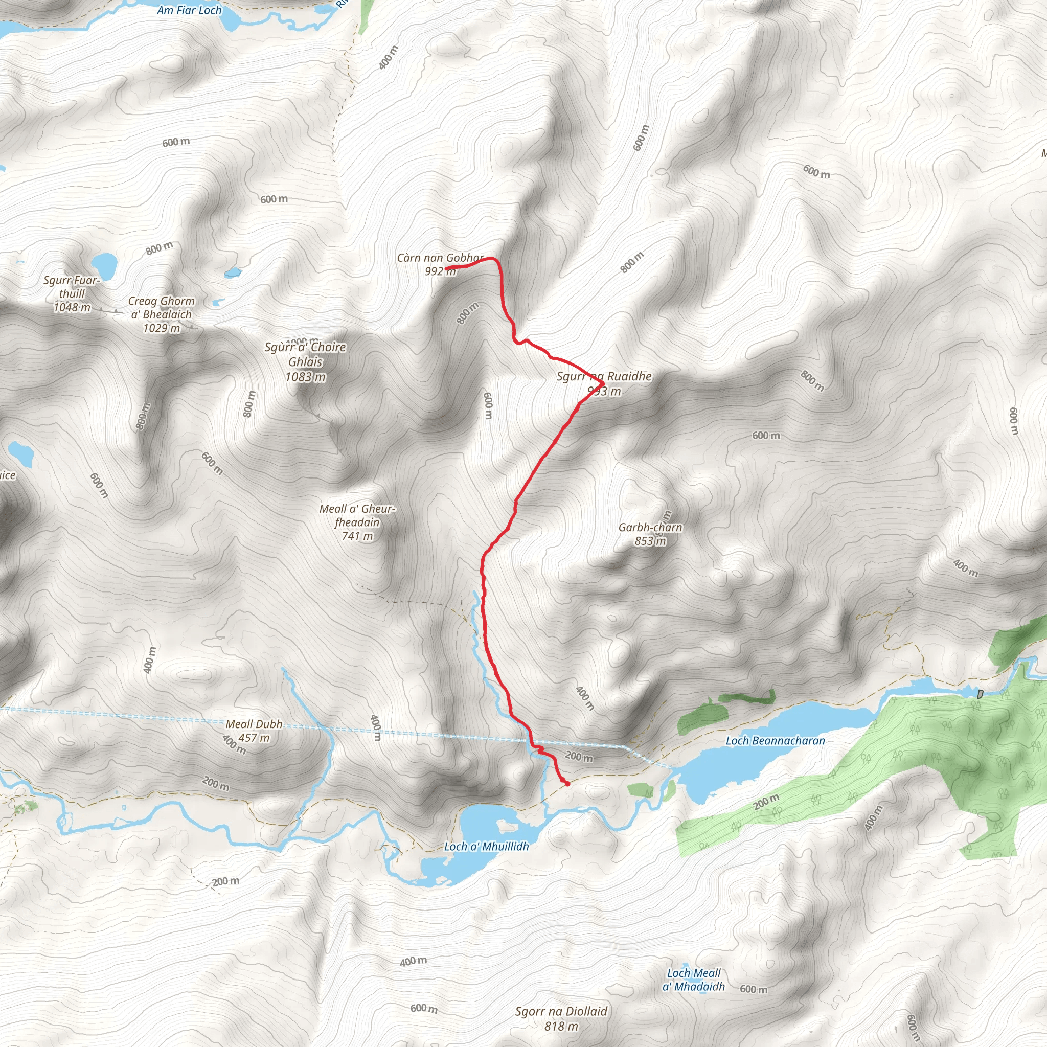 Càrn nan Gobhar - Strathfarrar via Sgurr Na Ruaidhe mobile static map
