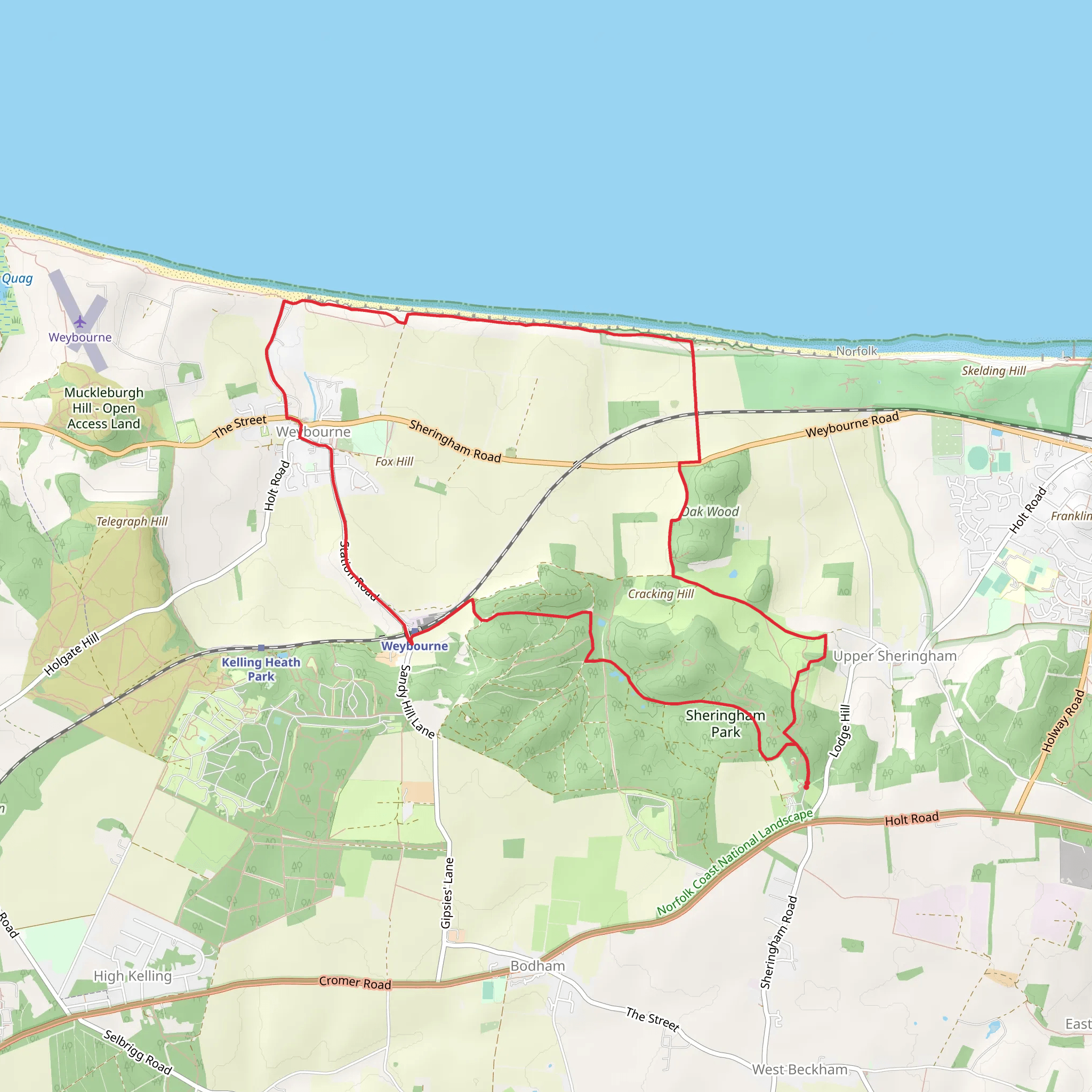 Sheringham Woodland and Coastal Walk - Sheringham Park - near Cromer - Norfolk mobile static map