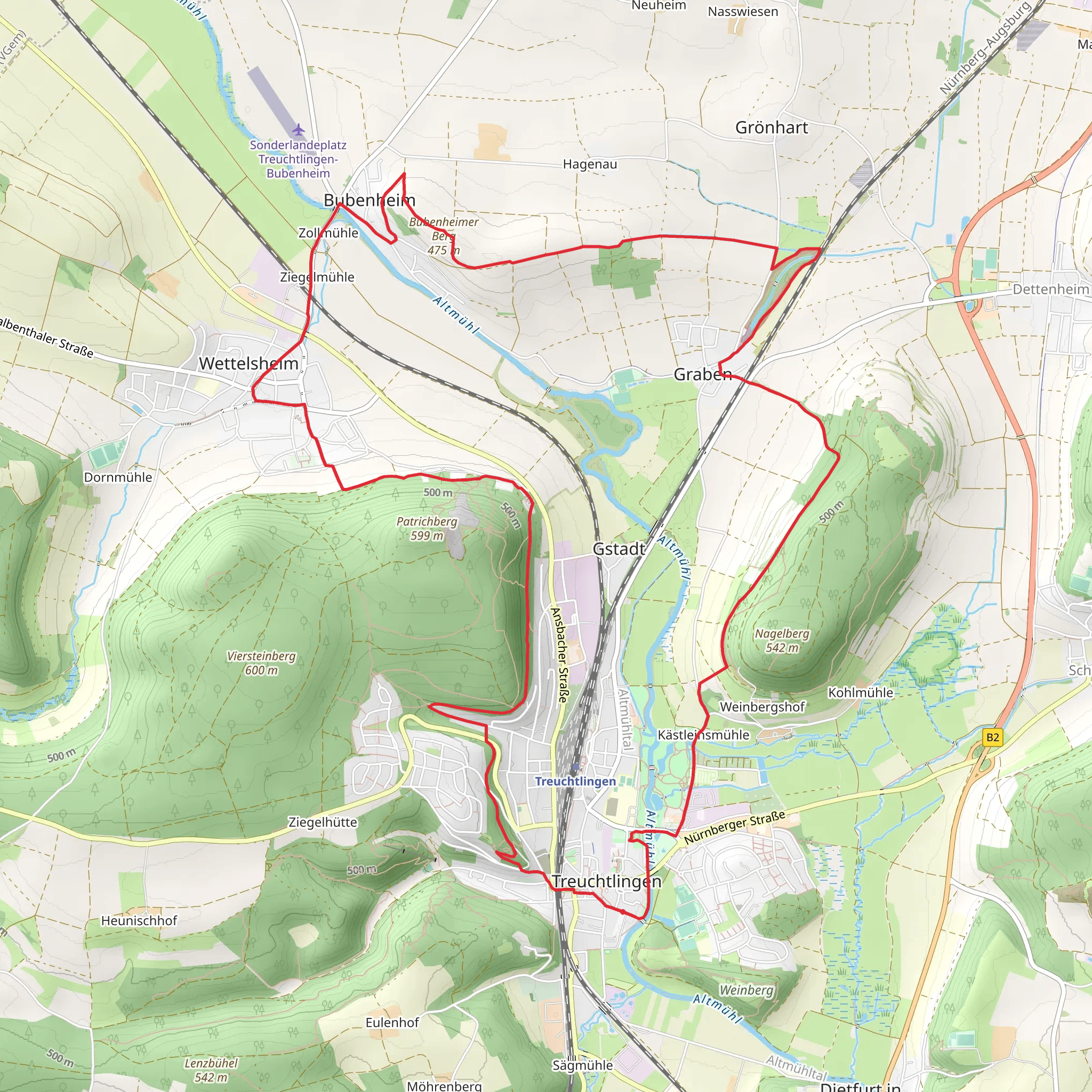 Treuchtlingen and Zollmuhle Loop via Altmuhl mobile static map