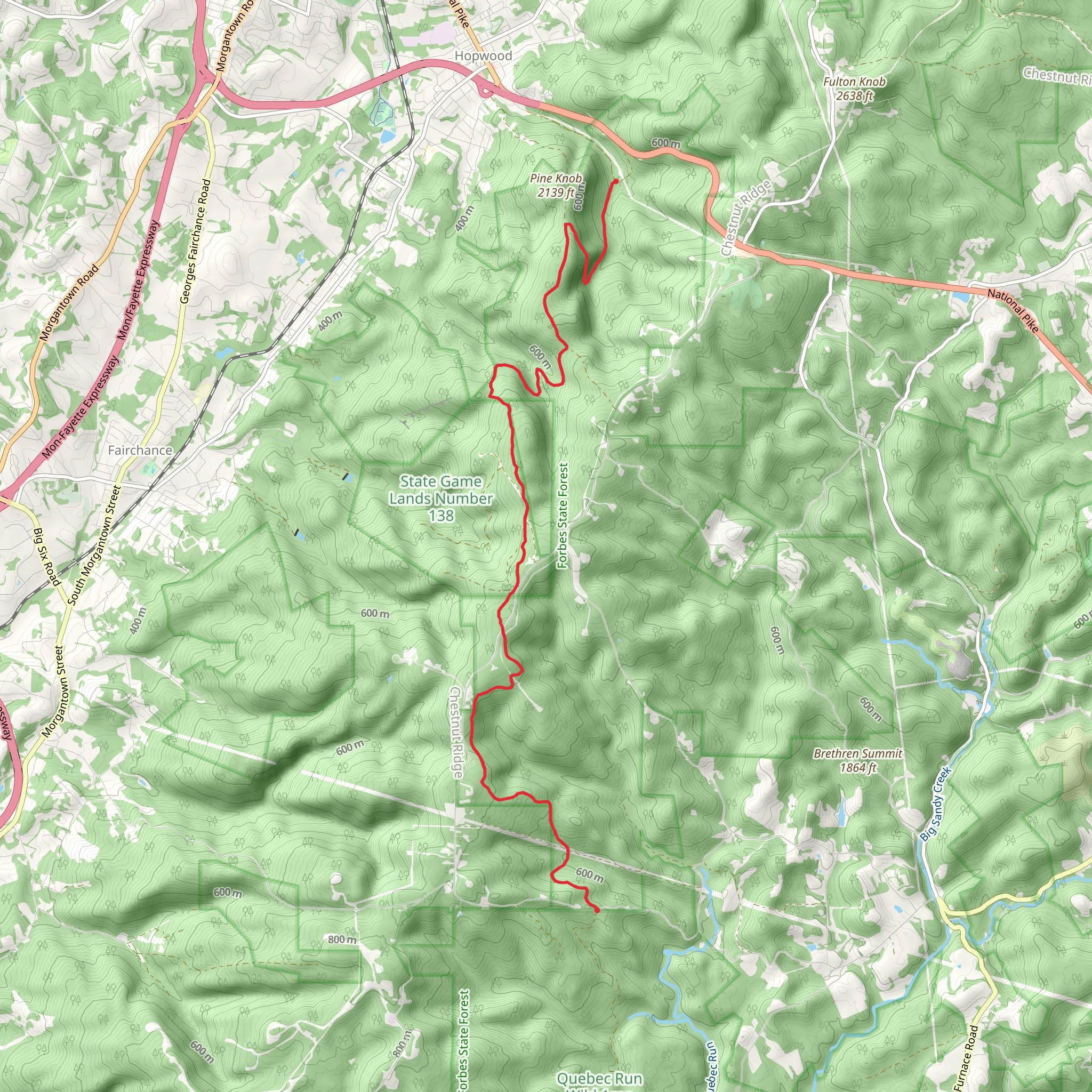Lick Run and Redstone Creek mobile static map