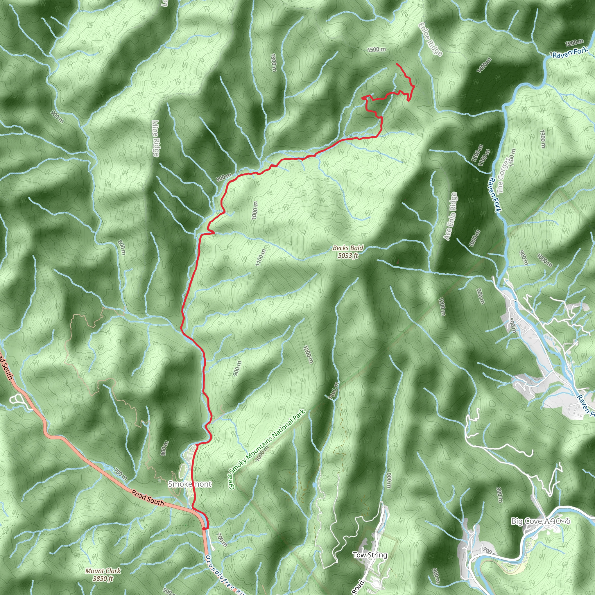 Smokemont to Hughes Ridge Trail via BMT mobile static map