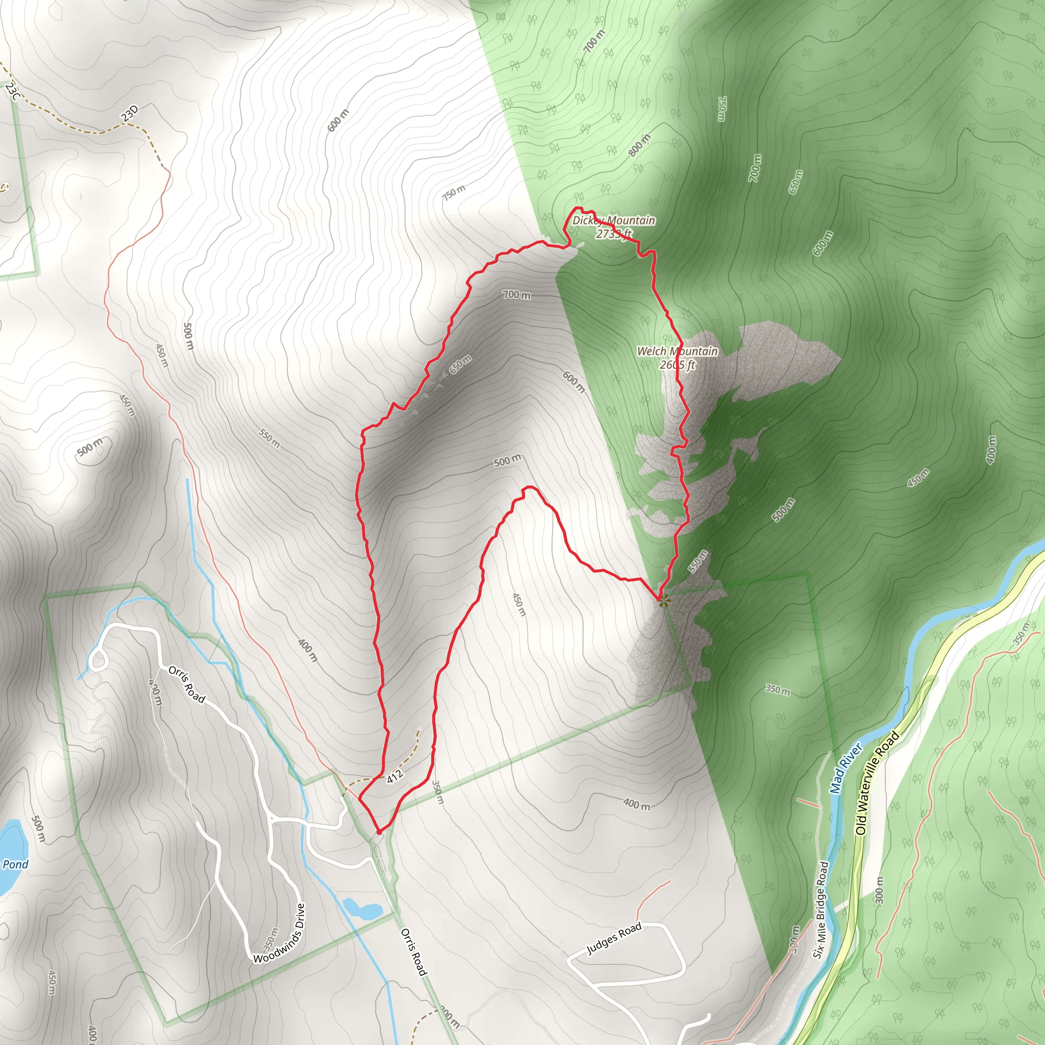 Welch - Dickey Loop Trail mobile static map