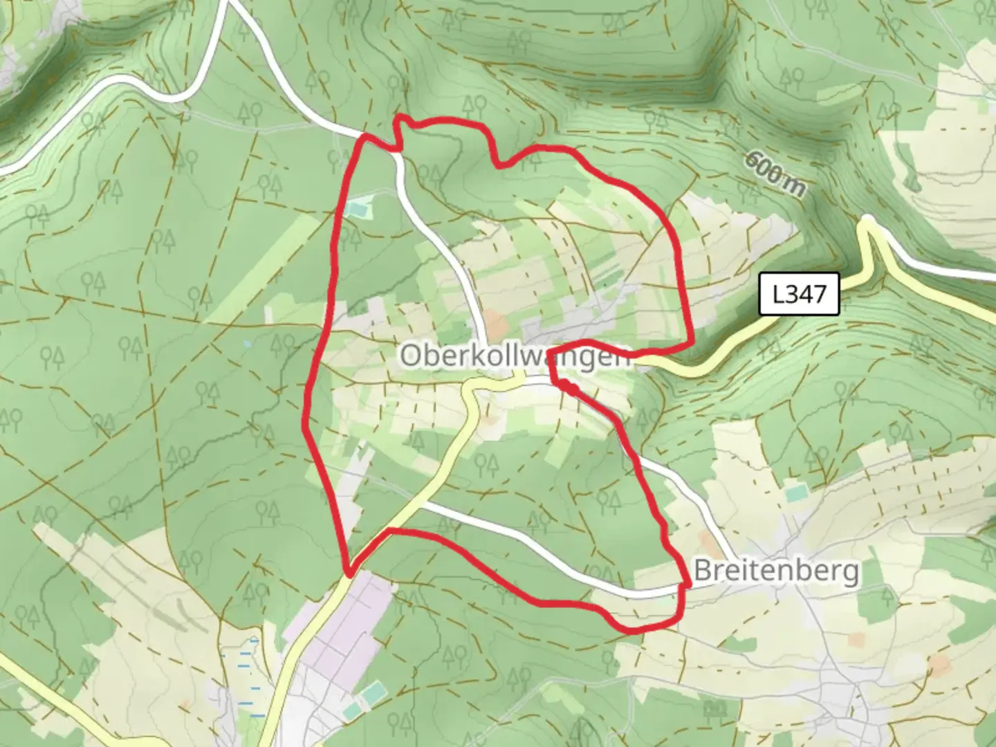 An image depicting the trail Talblick Gelb Loop and its surrounding area.