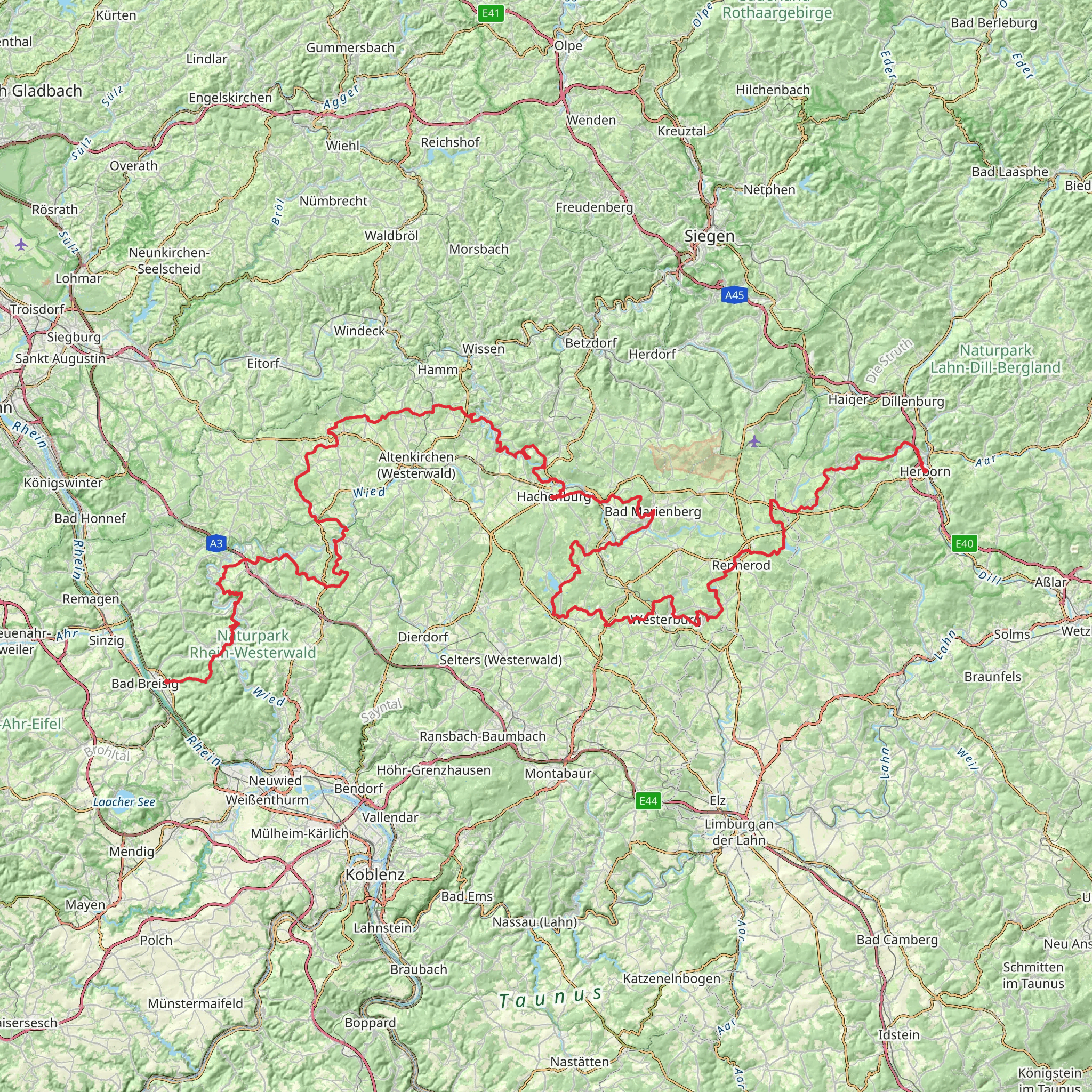 Westerwaldsteig mobile static map