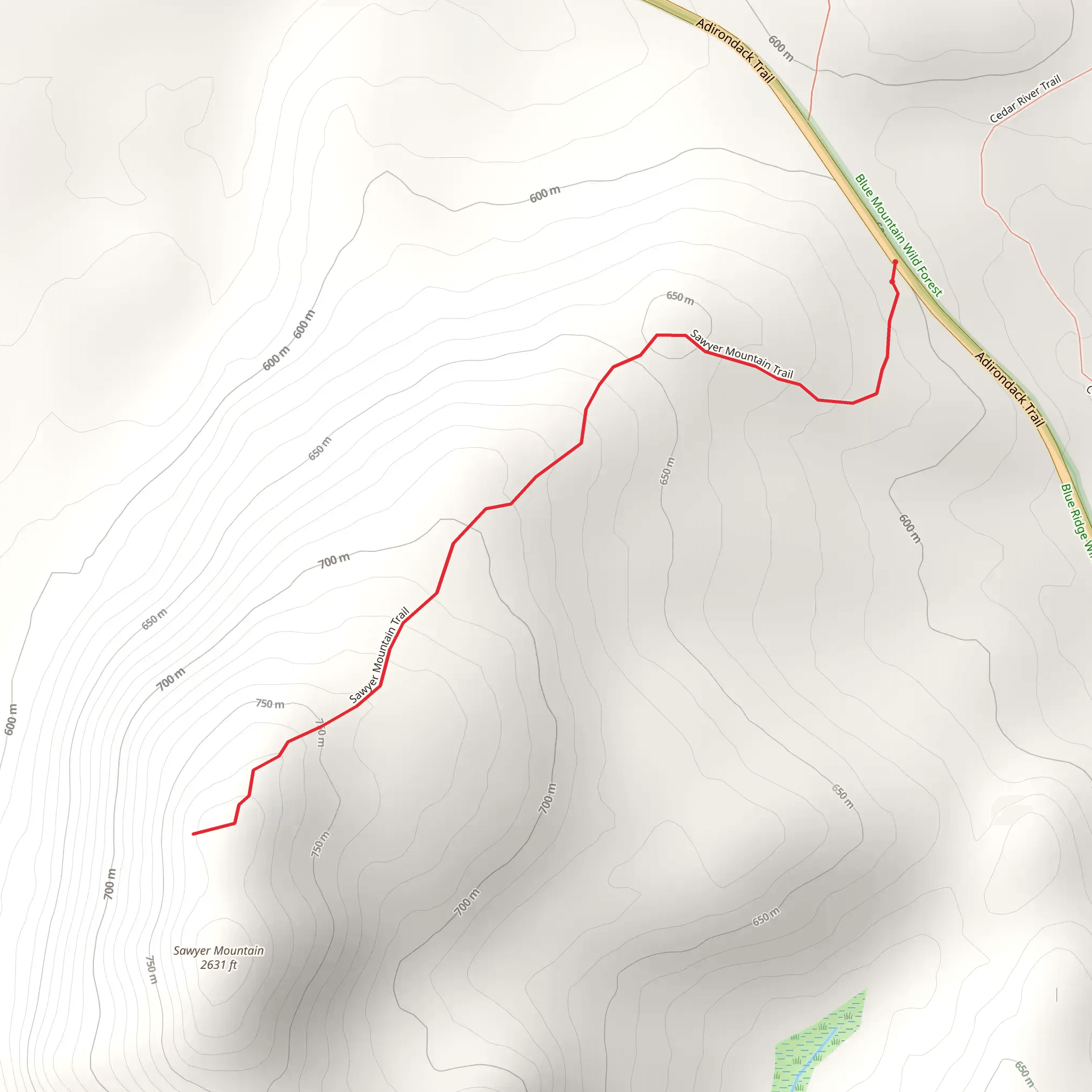 Sawyer Mountain Trail mobile static map