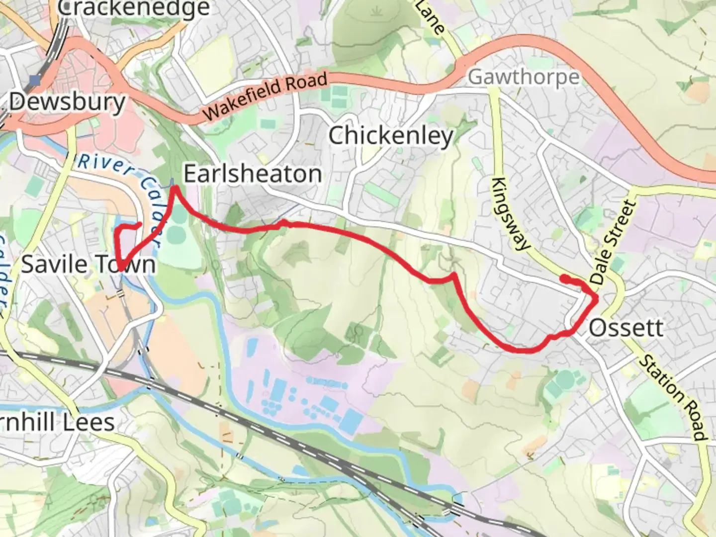 An image depicting the trail Calder and Hebble Navigation Walk - Ossett and its surrounding area.