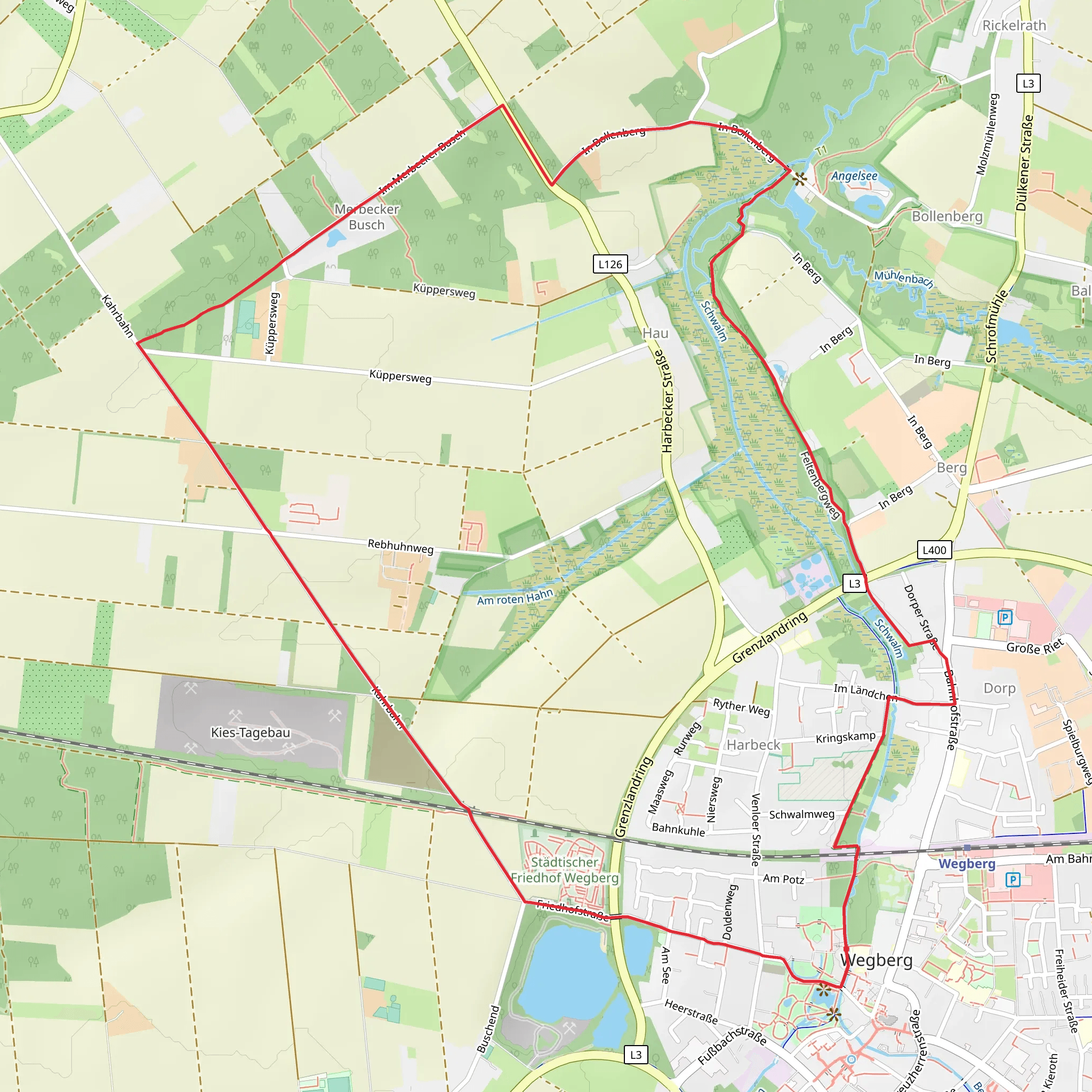 Wegberg Route Lila and Flachsroute mobile static map