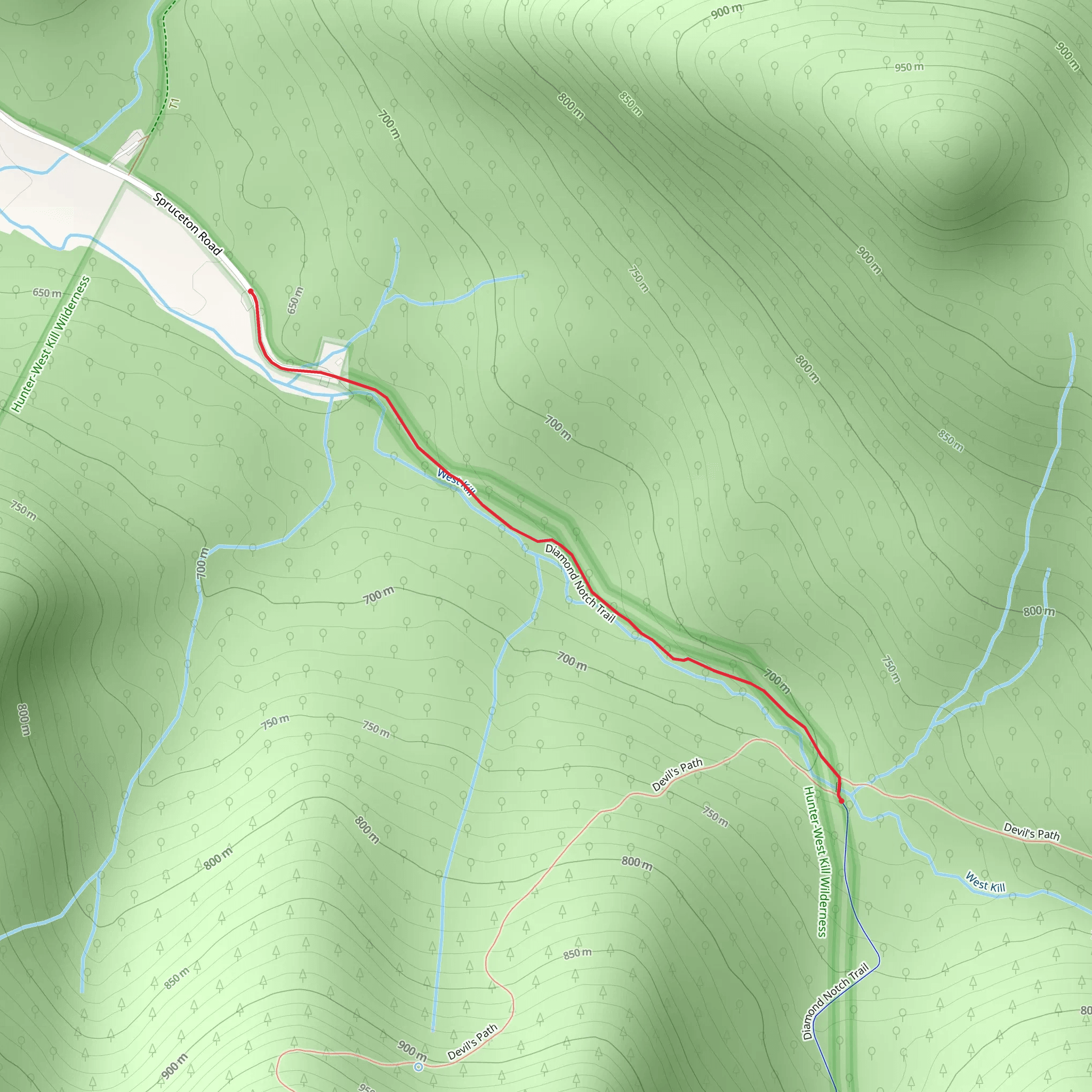 Diamond Notch Falls Trail mobile static map