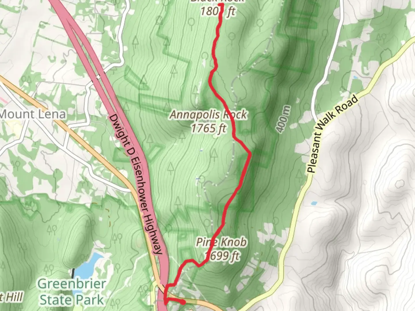 An image depicting the trail Black Rock via Appalachian Trail and its surrounding area.