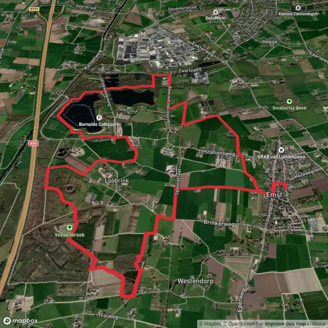 An image depicting the trail Smaalertse Plas and Nijmolense Plas via Loobrinkerpad and its surrounding area.