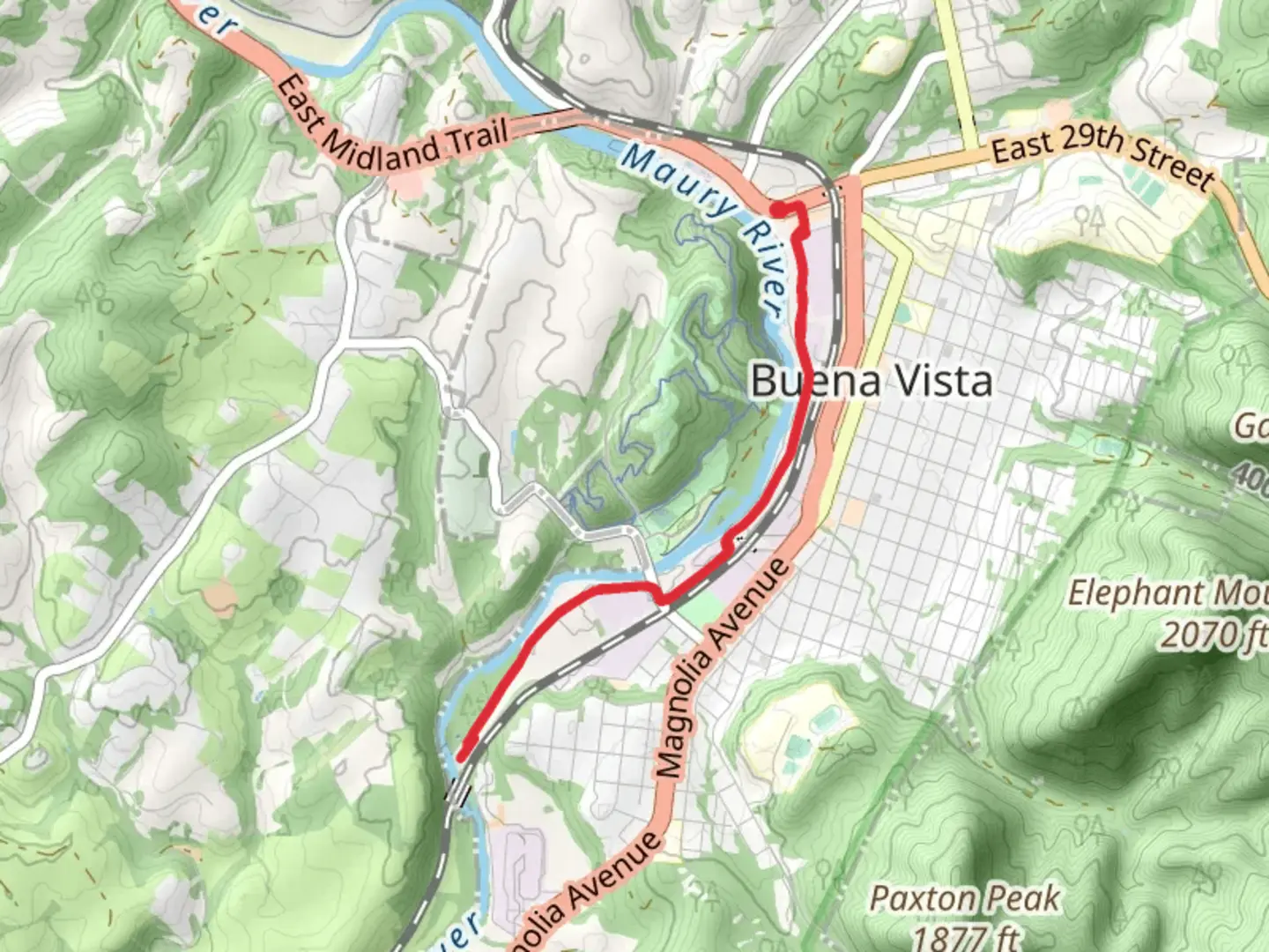 An image depicting the trail Maury River Walk and its surrounding area.