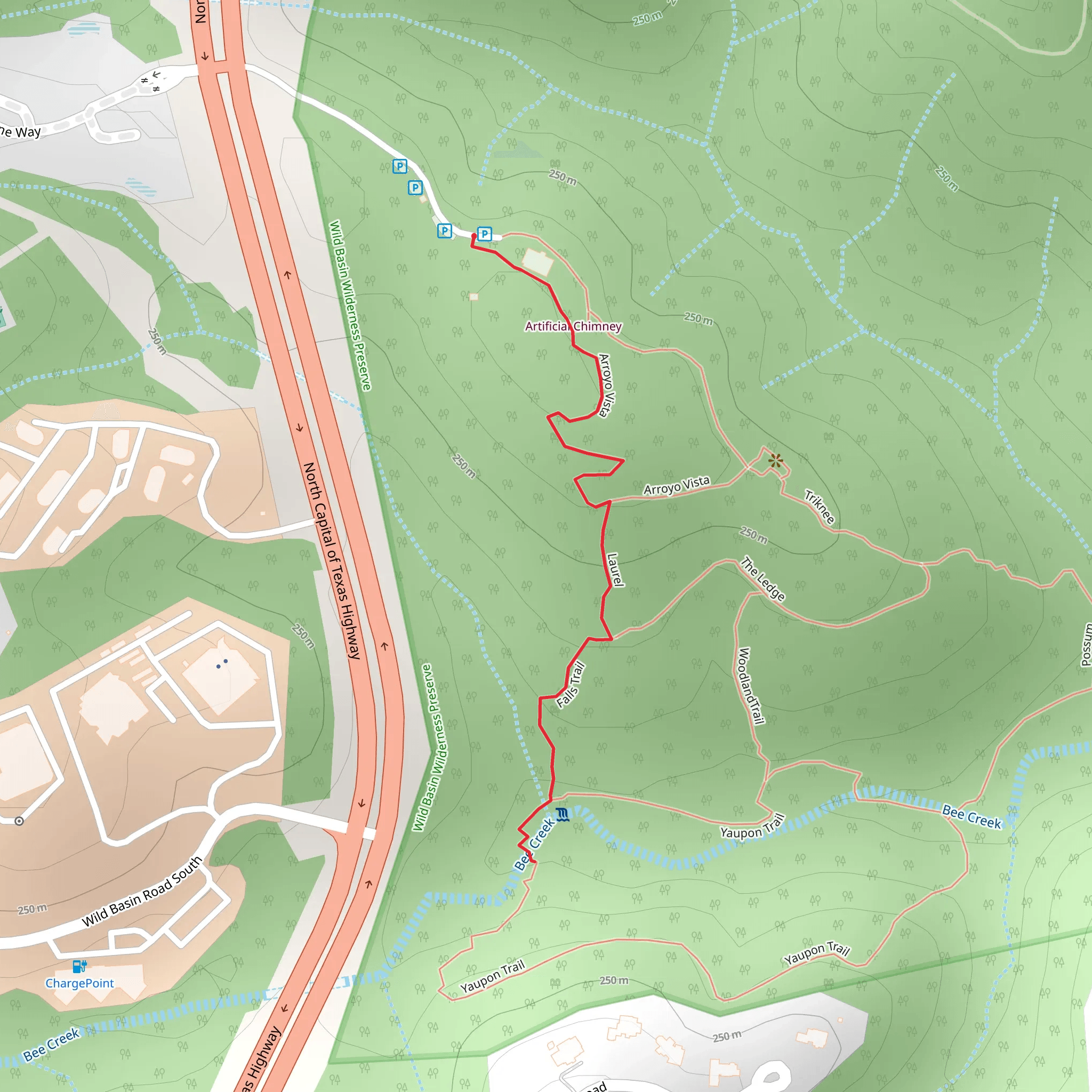 Bee Creek Falls Trail mobile static map