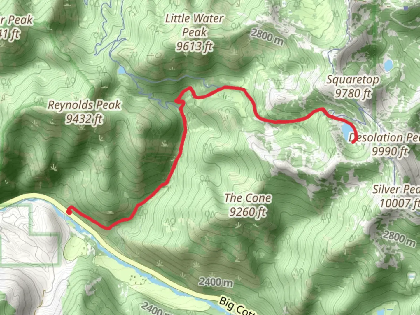 An image depicting the trail Desolation Lake via Desolation Trail and its surrounding area.