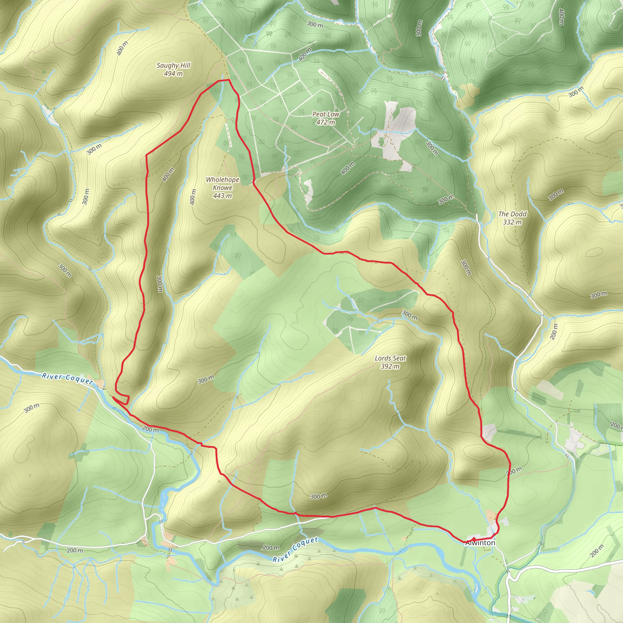 Sheepfold, Copper Scout and Uplaw Knowe Loop mobile static map