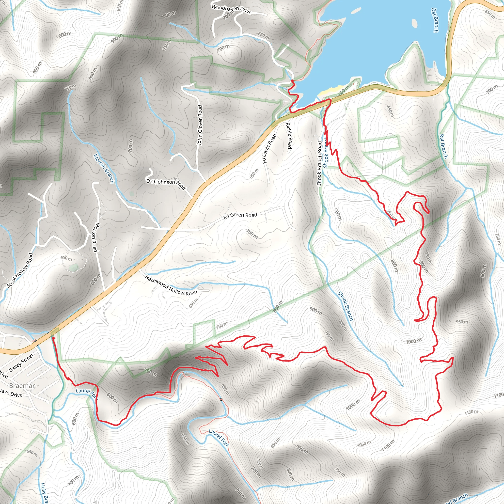 Appalachian Trail from Watauga Lake mobile static map