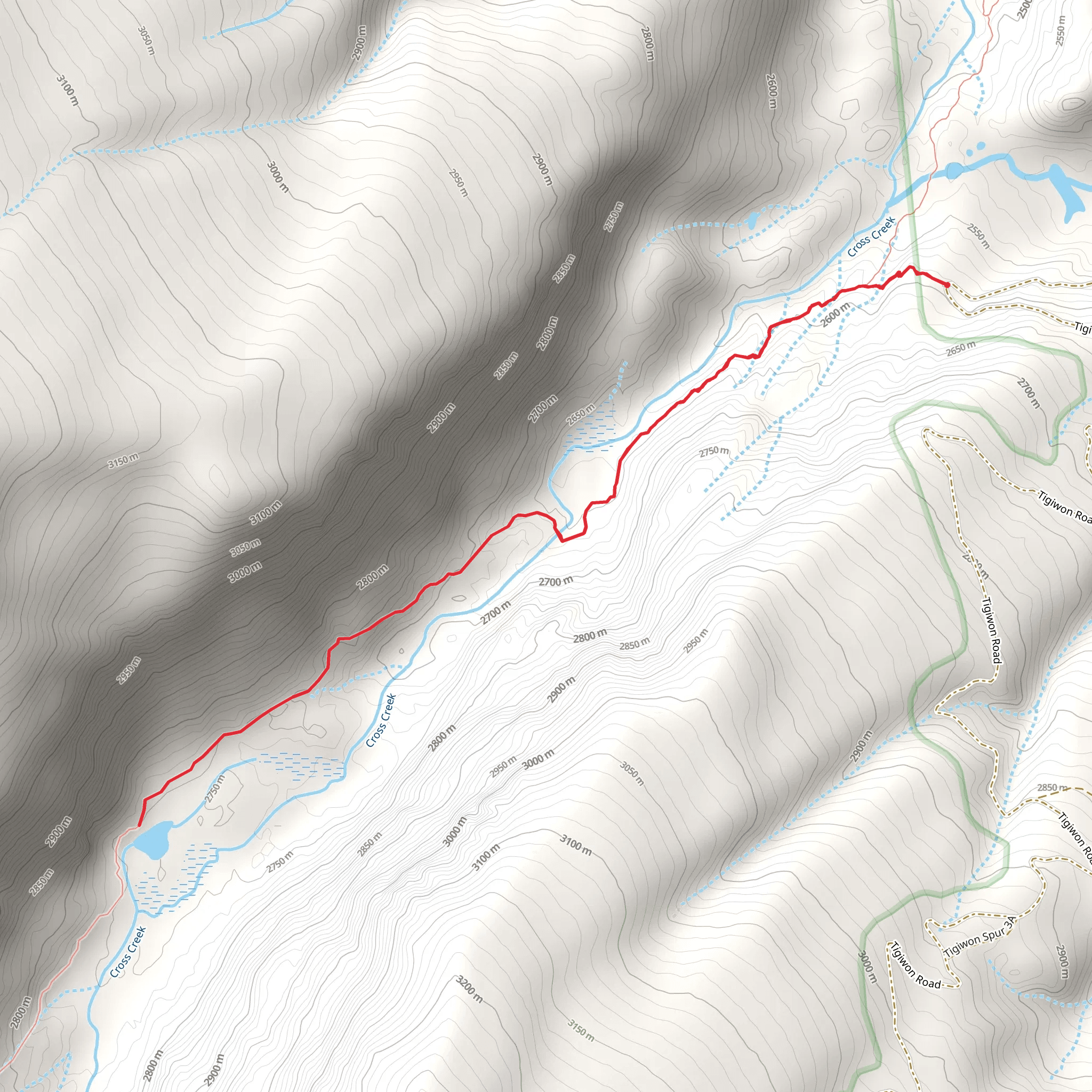Cross Creek Trail Out and Back mobile static map