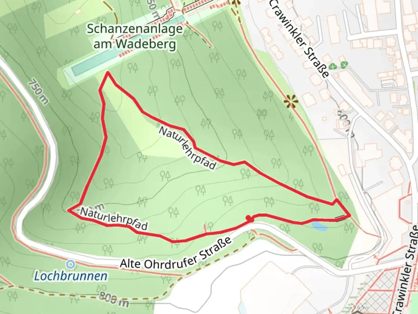 An image depicting the trail Naturlehrpfad Loop and its surrounding area.