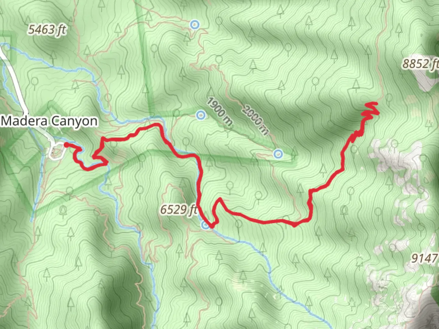 An image depicting the trail Super and Four Springs Trail and its surrounding area.