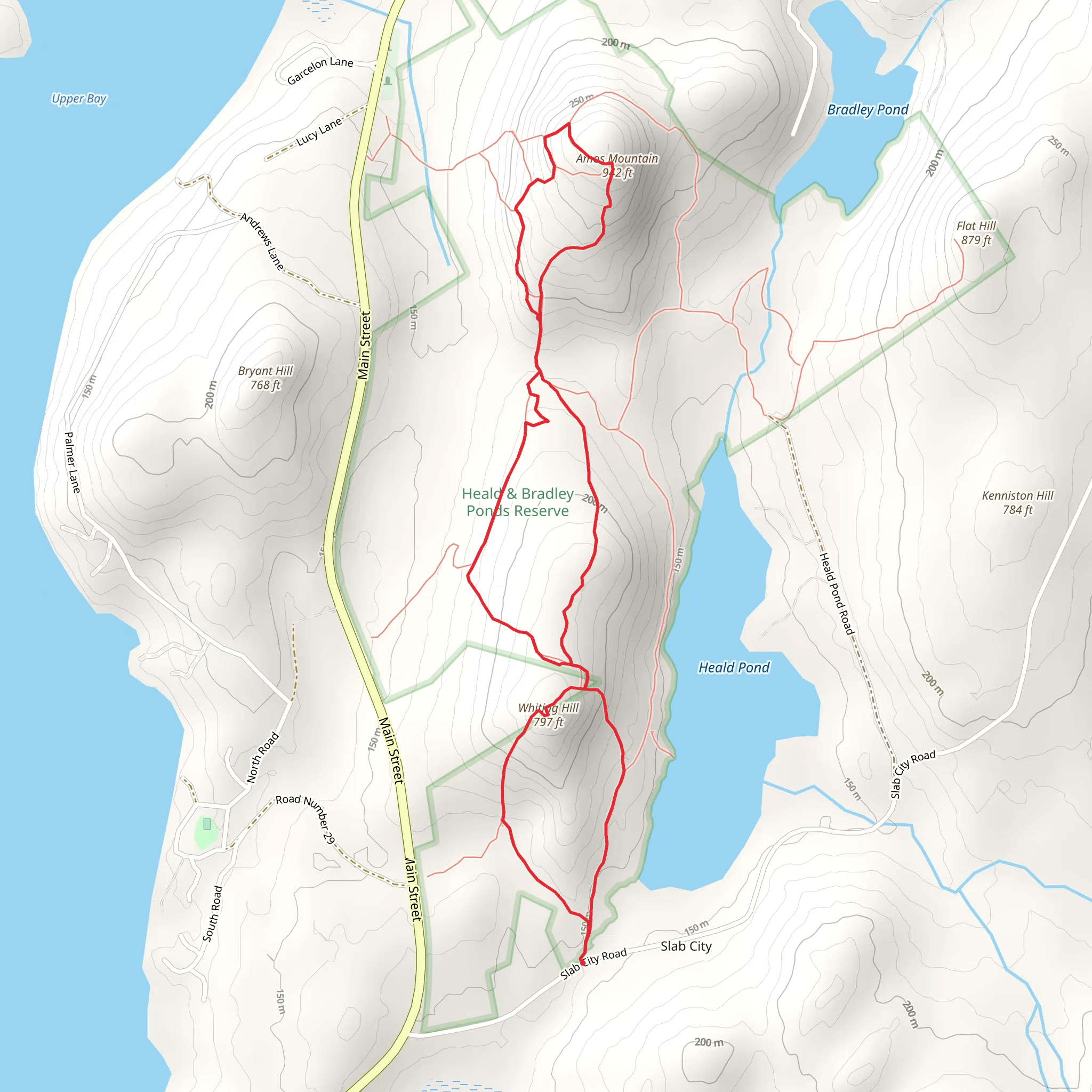 Whiting Hill and Amos Mountain Loop mobile static map