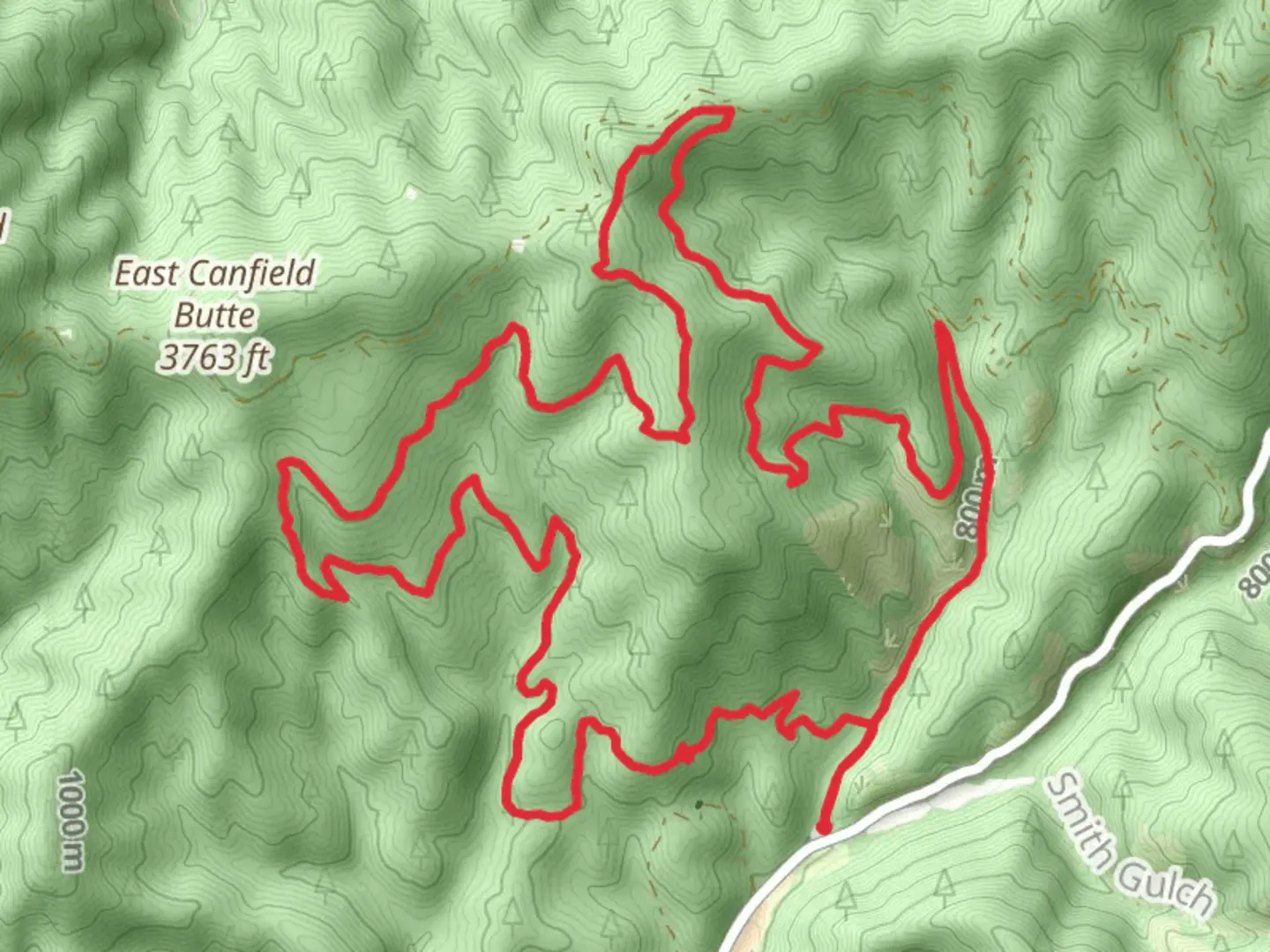 An image depicting the trail Trail 10, Trail A and trail B Loop and its surrounding area.