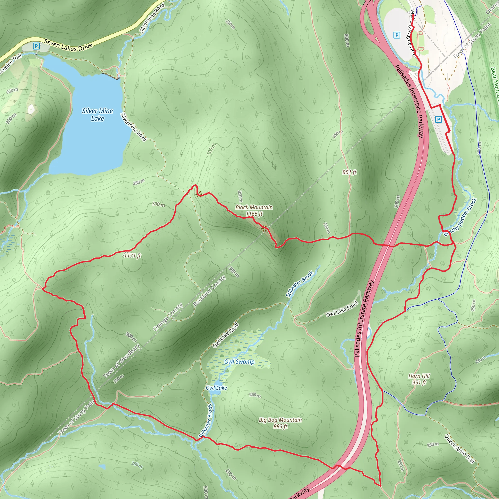 Black Mountain and Big Bog Mountain Loop Trail mobile static map