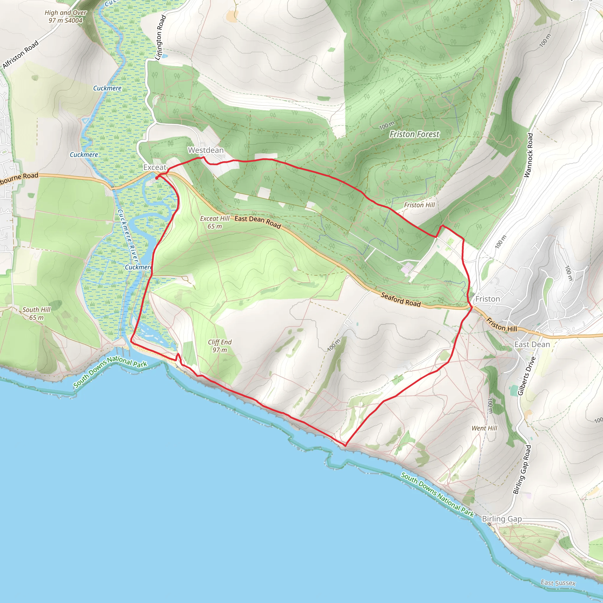 Exceat and Friston Loop mobile static map
