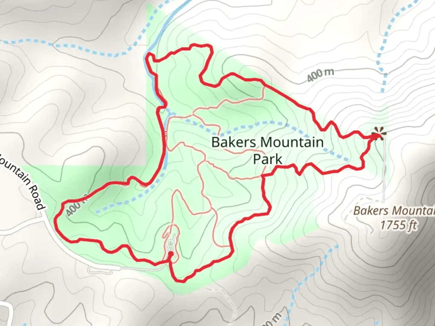 An image depicting the trail Bakers Mountain Road Loop - North and its surrounding area.
