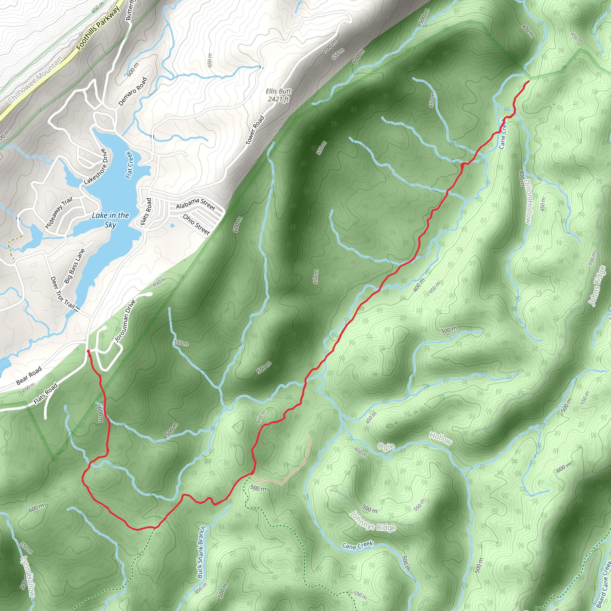 Gold Mine and Cane Creek Trail mobile static map