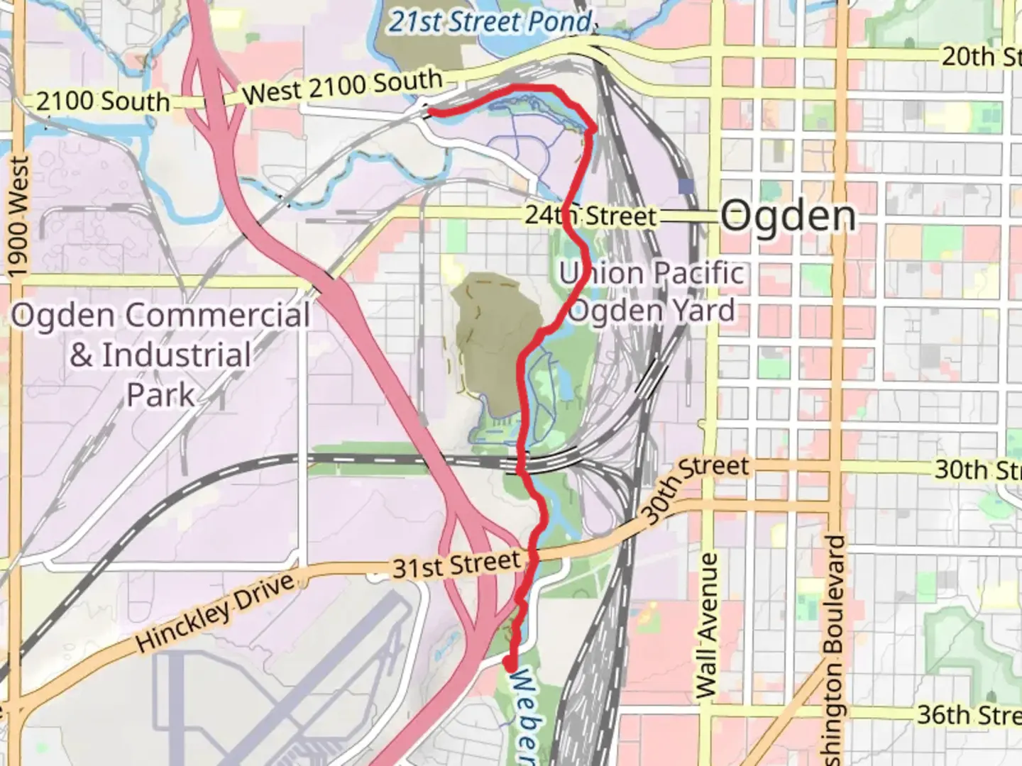 An image depicting the trail Weber River Parkway and its surrounding area.