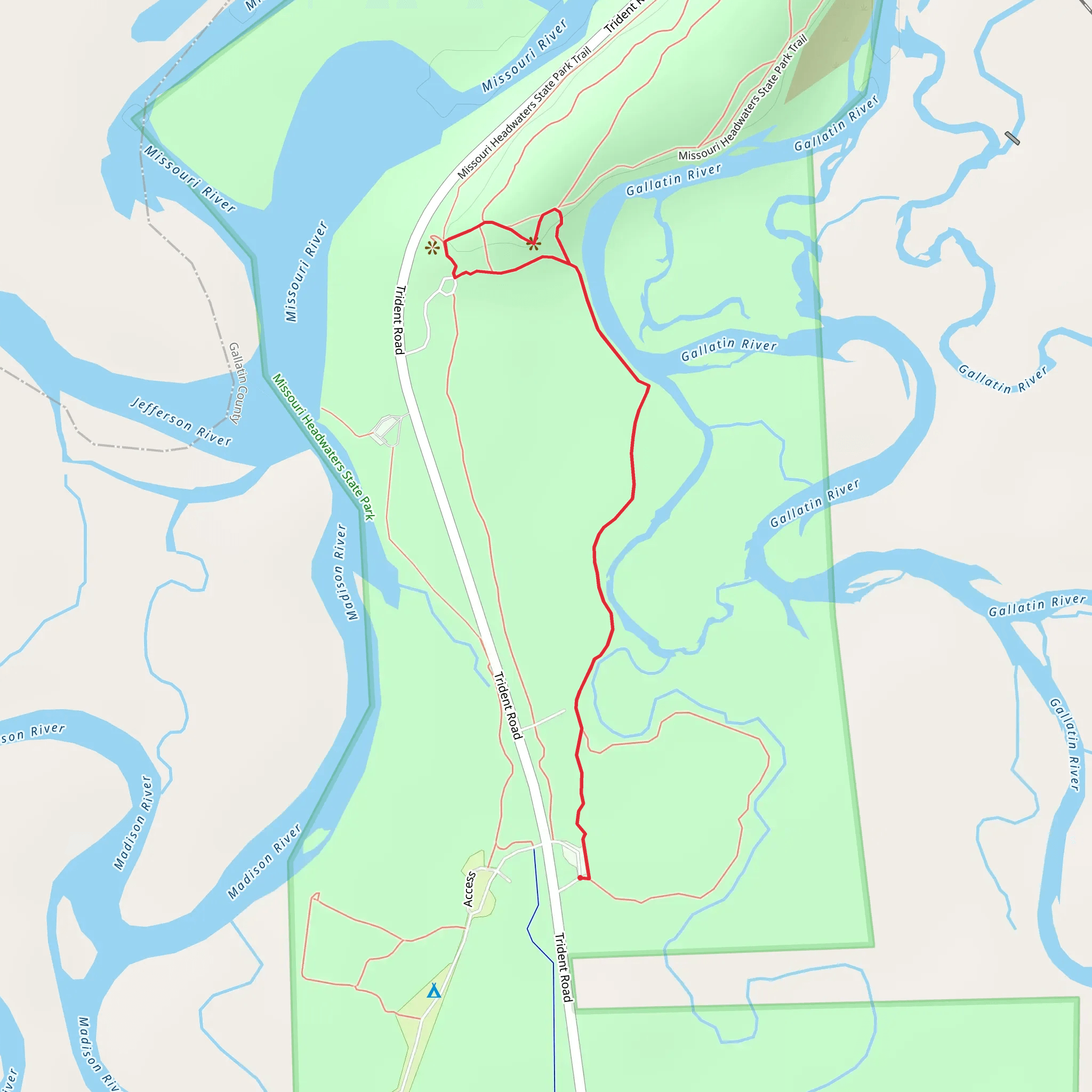 Missouri Headwaters State Park Trail mobile static map